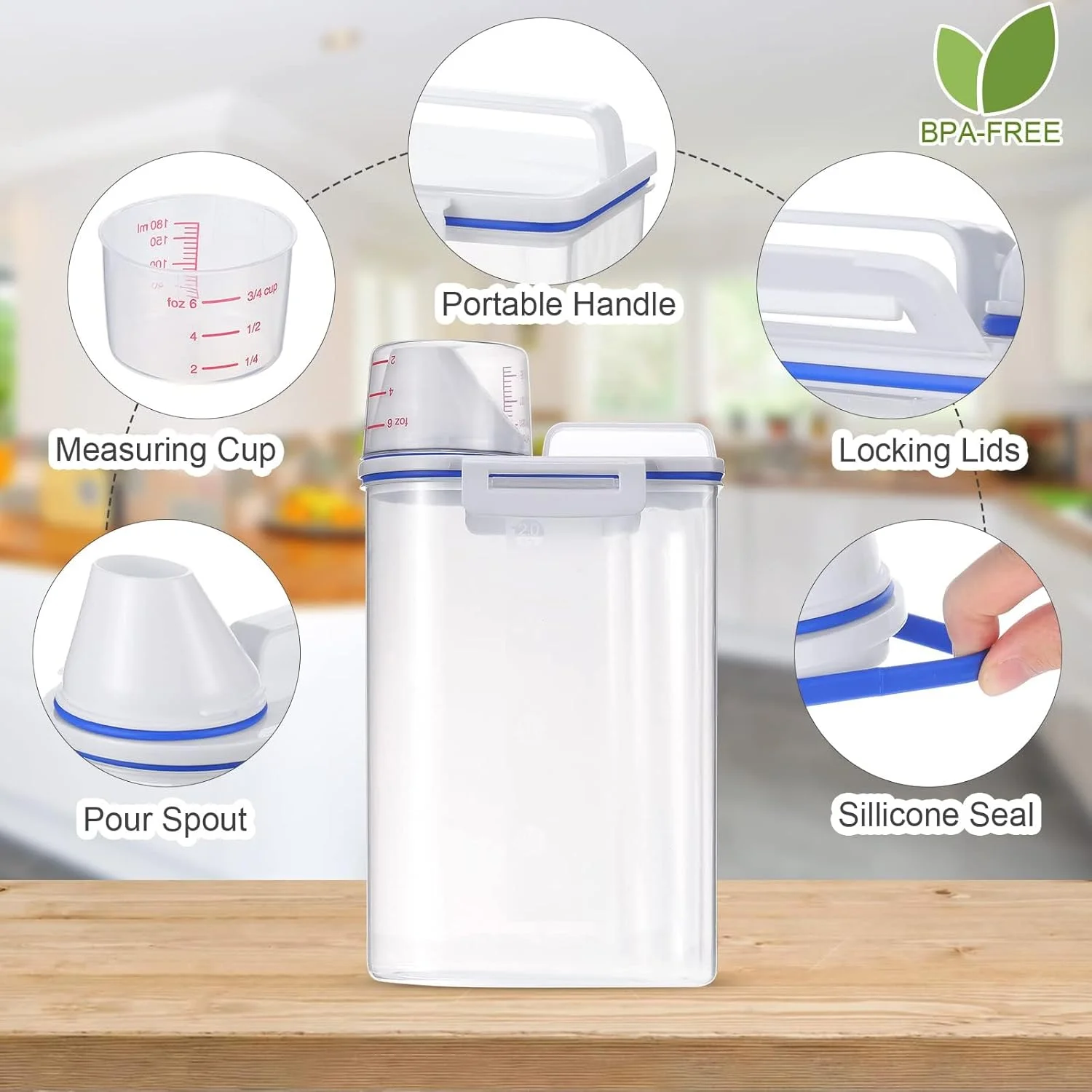 ظرف غلات دوکو، بسته 2 عددی، پخش کننده جو دوسر، سطل ذخیره برنج با طراحی ضد هوا + پیمانه اندازه گیری + دهانه خروجی مناسب برای سازماندهی شکر، دانه، آرد، آجیل، 2.5 لیتر ظرف غلات دوکو، بسته 2 عددی، پخش کننده جو دوسر، سطل ذخیره برنج با طراحی ضد هوا + پیمانه اندازه گیری + دهانه خروجی مناسب برای سازماندهی شکر، دانه، آرد، آجیل، 2.5 لیتر