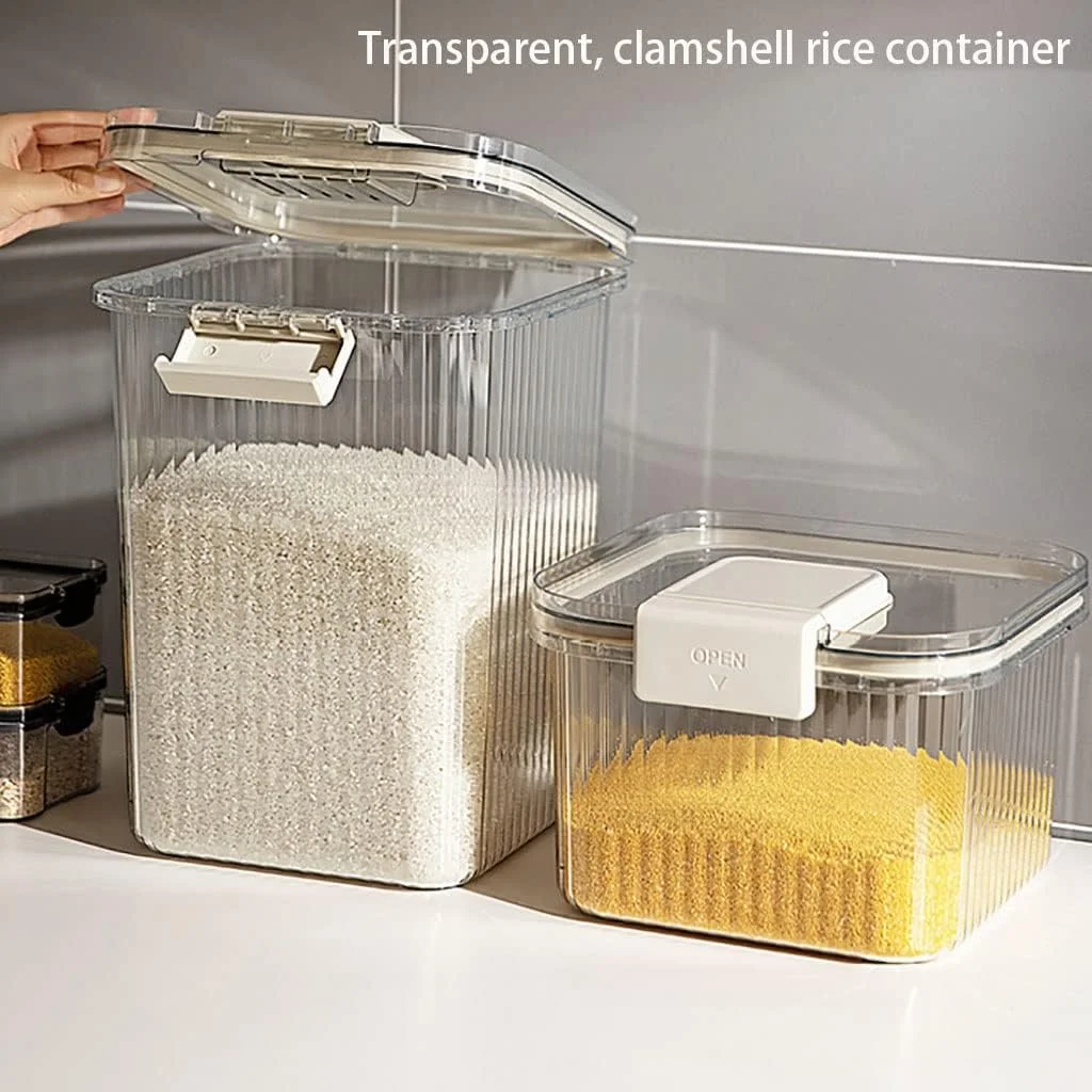 ظرف نگهداری برنج و مواد غذایی خشک فله، سطل برنج پلاستیکی با پیمانه اندازه گیری، جعبه نگهداری برنج، ظرف بزرگ و مهر و موم شده غلات (رنگ: سفید، سایز: S/25.8 * 24.2 * 17cm) ظرف نگهداری برنج و مواد غذایی خشک فله، سطل برنج پلاستیکی با پیمانه اندازه گیری، جعبه نگهداری برنج، ظرف بزرگ و مهر و موم شده غلات (رنگ: سفید، سایز: S/25.8 * 24.2 * 17cm)