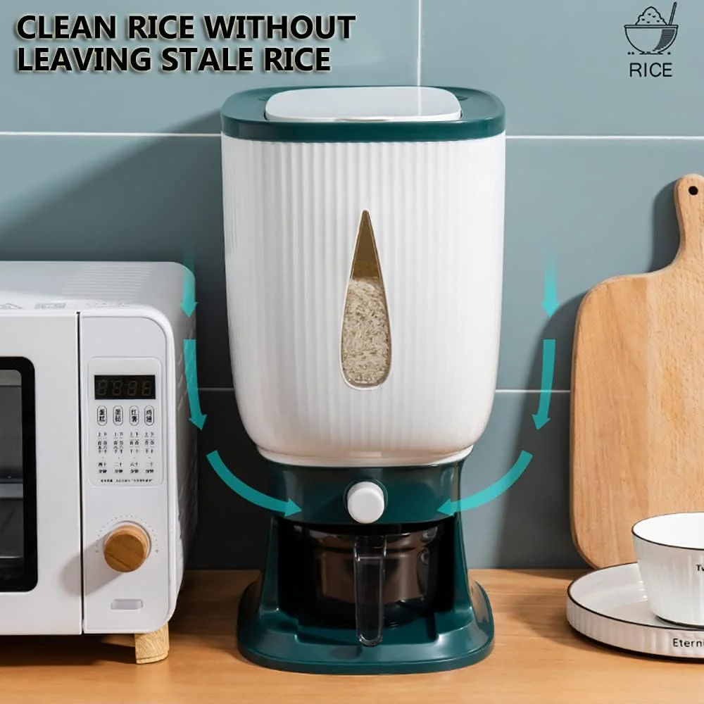 ظرف نگهداری برنج با پیمانه، مخزن نگهداری برنج، جعبه نگهداری برنج، ظرف بزرگ نگهداری مواد غذایی خشک، ظرف غلات، غذای آشپزخانه، ظرف نگهداری غلات، سطل نگهداری اتوماتیک برنج خانگی (سبز-A) ظرف نگهداری برنج با پیمانه، مخزن نگهداری برنج، جعبه نگهداری برنج، ظرف بزرگ نگهداری مواد غذایی خشک، ظرف غلات، غذای آشپزخانه، ظرف نگهداری غلات، سطل نگهداری اتوماتیک برنج خانگی (سبز-A)