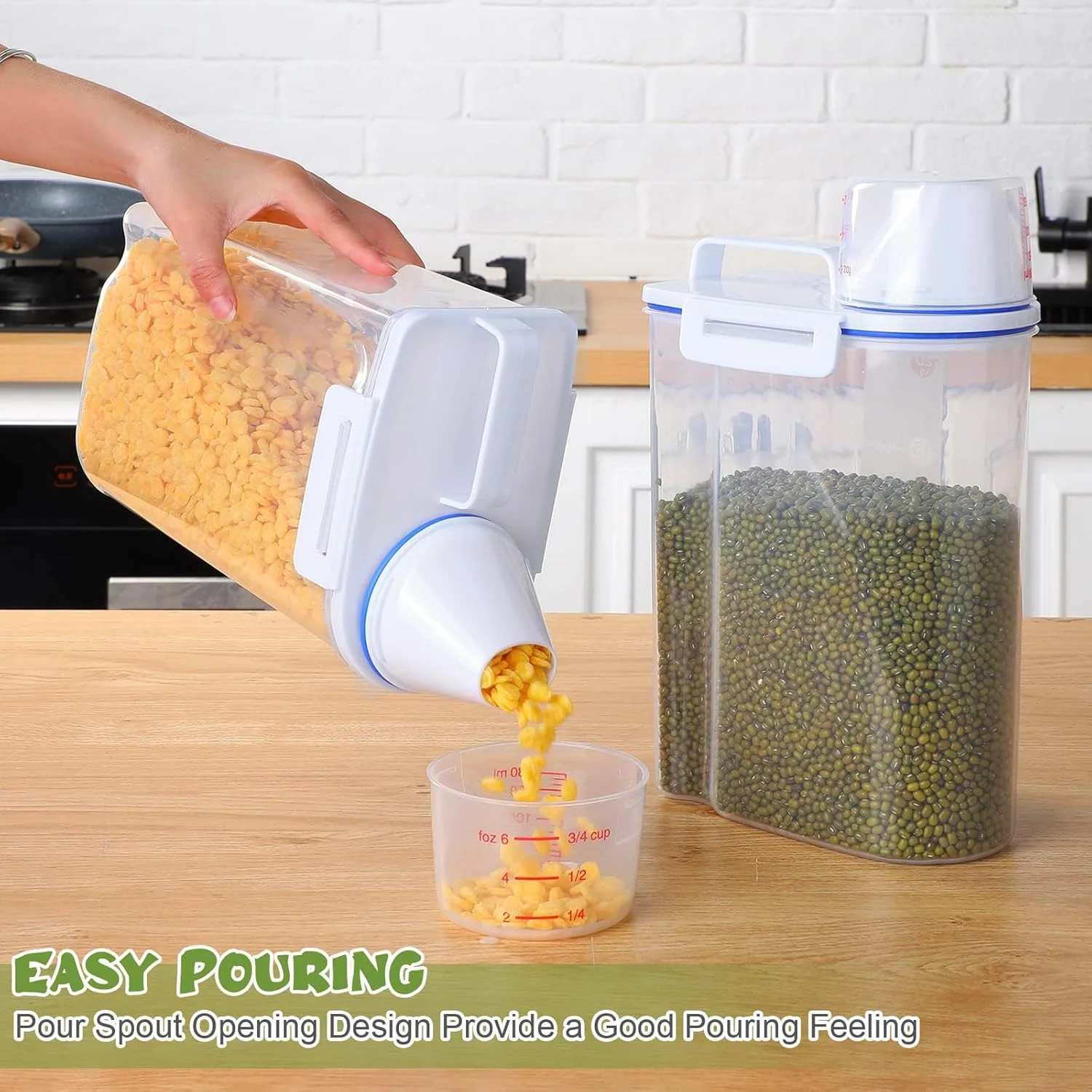 ظرف غلات دوکو، بسته 2 عددی، پخش کننده جو دوسر، سطل ذخیره برنج با طراحی ضد هوا + پیمانه اندازه گیری + دهانه خروجی مناسب برای سازماندهی شکر، دانه، آرد، آجیل، 2.5 لیتر ظرف غلات دوکو، بسته 2 عددی، پخش کننده جو دوسر، سطل ذخیره برنج با طراحی ضد هوا + پیمانه اندازه گیری + دهانه خروجی مناسب برای سازماندهی شکر، دانه، آرد، آجیل، 2.5 لیتر