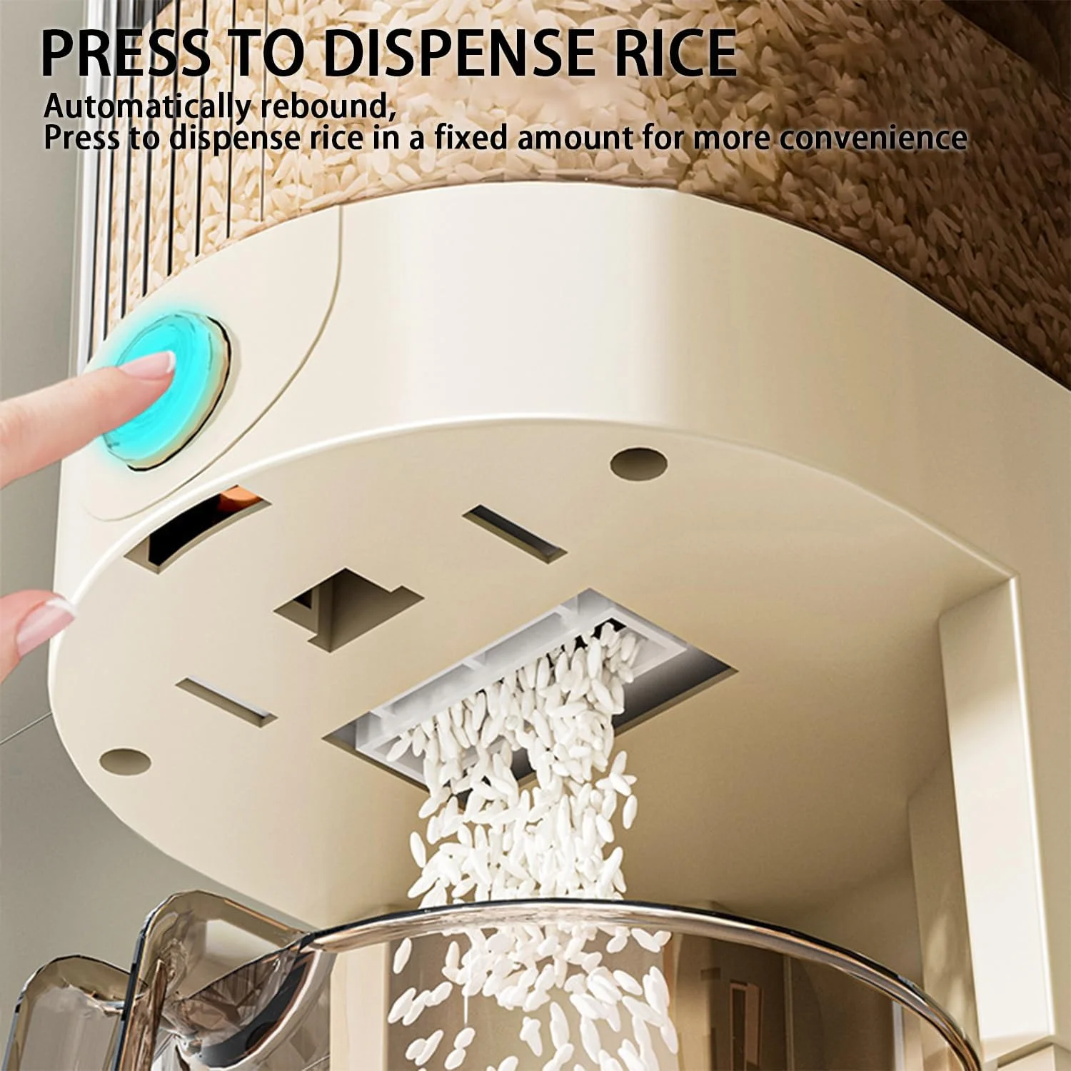 ظرف نگهداری برنج، شفاف، پلاستیکی، ظرف برنج (10 کیلوگرم) با درب، بدون BPA، ظرف پخش کننده مواد غذایی، ظرف نگهداری غلات، سطل برنج خانگی (مدل 1)