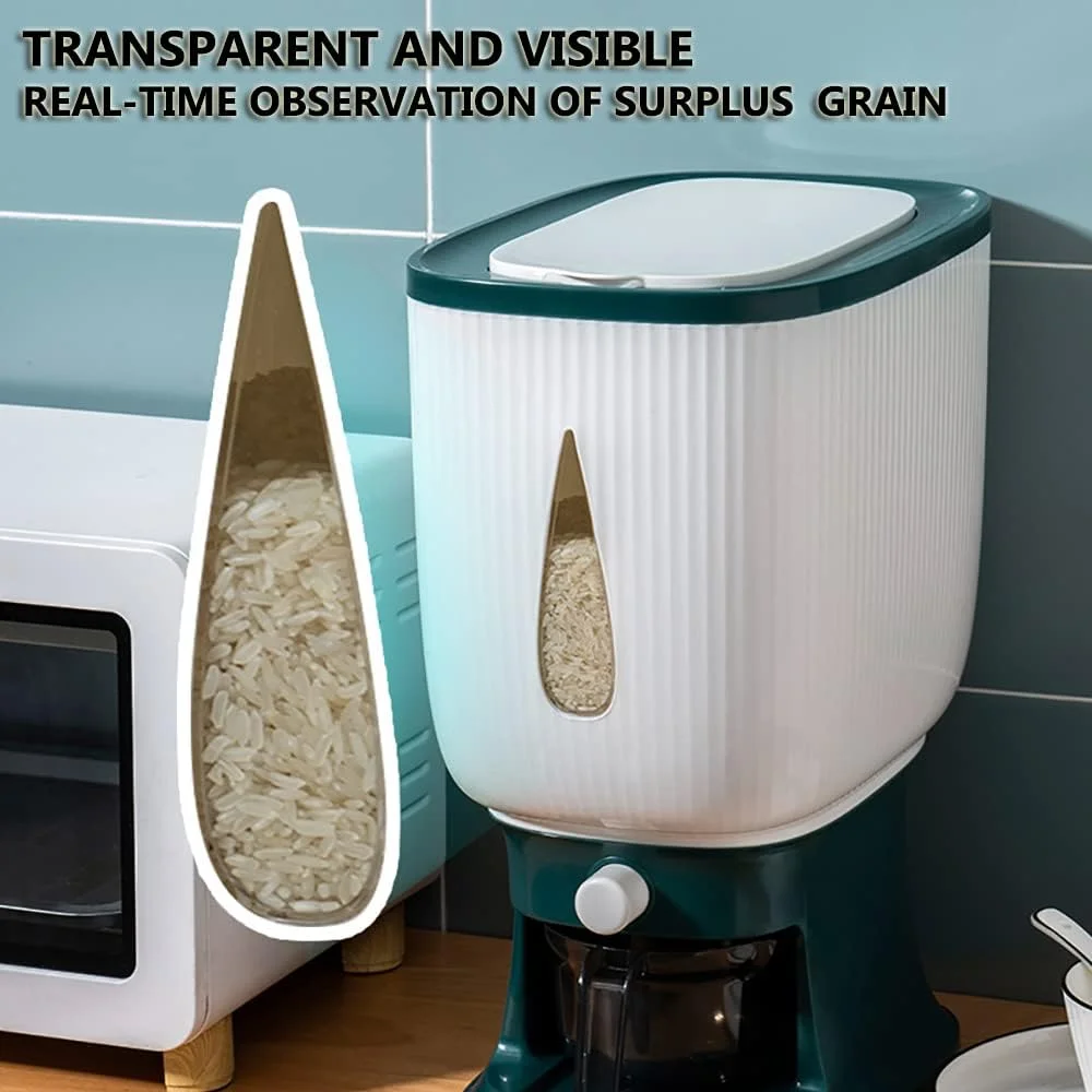 ظرف نگهداری برنج با پیمانه، مخزن نگهداری برنج، جعبه نگهداری برنج، ظرف بزرگ نگهداری مواد غذایی خشک، ظرف غلات، غذای آشپزخانه، ظرف نگهداری غلات، سطل نگهداری اتوماتیک برنج خانگی (سبز-A) ظرف نگهداری برنج با پیمانه، مخزن نگهداری برنج، جعبه نگهداری برنج، ظرف بزرگ نگهداری مواد غذایی خشک، ظرف غلات، غذای آشپزخانه، ظرف نگهداری غلات، سطل نگهداری اتوماتیک برنج خانگی (سبز-A)