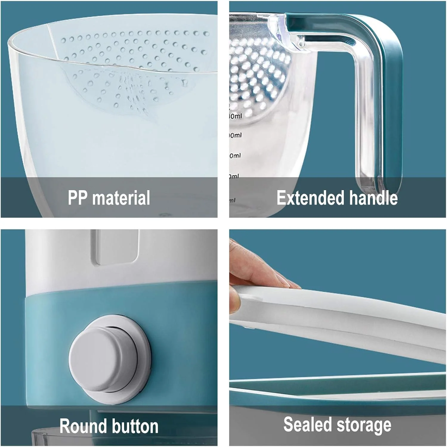 ظرف برنج سطلی، مخزن پخش کننده برنج، ظرف غلات مهر و موم شده، جعبه نگهداری برنج، ظرف نگهداری مواد غذایی آشپزخانه با درب 12 کیلوگرمی - آبی ظرف برنج سطلی، مخزن پخش کننده برنج، ظرف غلات مهر و موم شده، جعبه نگهداری برنج، ظرف نگهداری مواد غذایی آشپزخانه با درب 12 کیلوگرمی - آبی