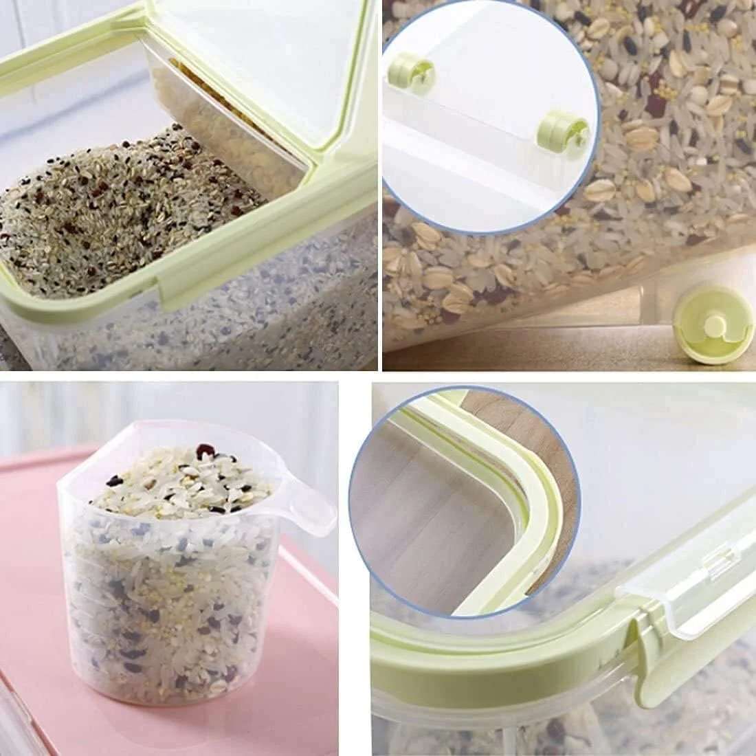 ظرف نگهداری مواد غذایی آشپزخانه با درب، ظروف نگهداری مواد غذایی، ظروف پلاستیکی درب دار برای نگهداری آرد، شکر، برنج (رنگ: سبز، سایز: متوسط) ظرف نگهداری مواد غذایی آشپزخانه با درب، ظروف نگهداری مواد غذایی، ظروف پلاستیکی درب دار برای نگهداری آرد، شکر، برنج (رنگ: سبز، سایز: متوسط)