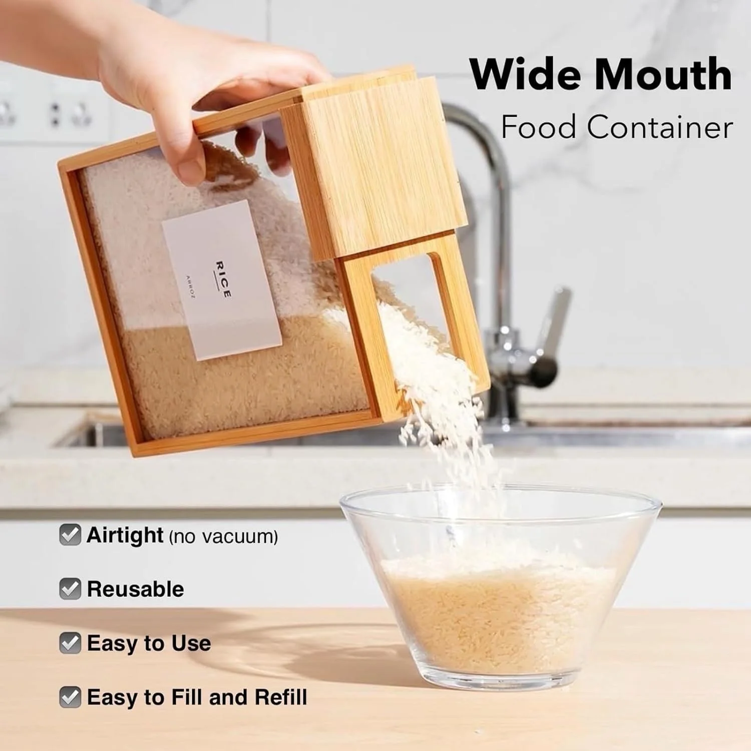 ظرف نگهدارنده غذا، ظرف غلات 3 لیتری بامبو، ظروف نگهداری مواد غذایی دربسته مناسب برای سازماندهی آشپزخانه و مواد غذایی، ظرف غلات و آرد، سازگار با محیط زیست، فاقد BPA و مواد سمی ظرف نگهدارنده غذا، ظرف غلات 3 لیتری بامبو، ظروف نگهداری مواد غذایی دربسته مناسب برای سازماندهی آشپزخانه و مواد غذایی، ظرف غلات و آرد، سازگار با محیط زیست، فاقد BPA و مواد سمی