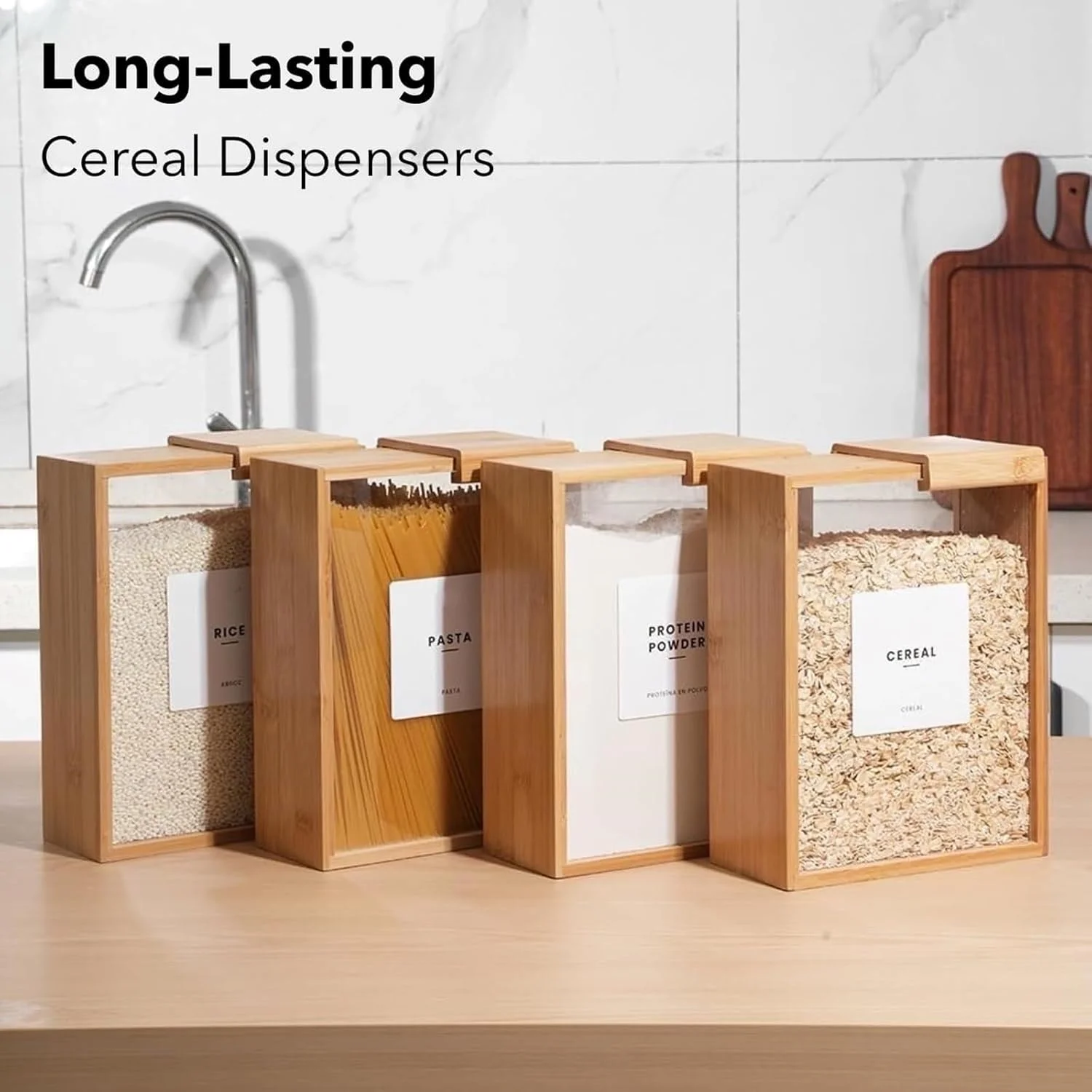 ظرف نگهدارنده غذا، ظرف غلات 3 لیتری بامبو، ظروف نگهداری مواد غذایی دربسته مناسب برای سازماندهی آشپزخانه و مواد غذایی، ظرف غلات و آرد، سازگار با محیط زیست، فاقد BPA و مواد سمی ظرف نگهدارنده غذا، ظرف غلات 3 لیتری بامبو، ظروف نگهداری مواد غذایی دربسته مناسب برای سازماندهی آشپزخانه و مواد غذایی، ظرف غلات و آرد، سازگار با محیط زیست، فاقد BPA و مواد سمی