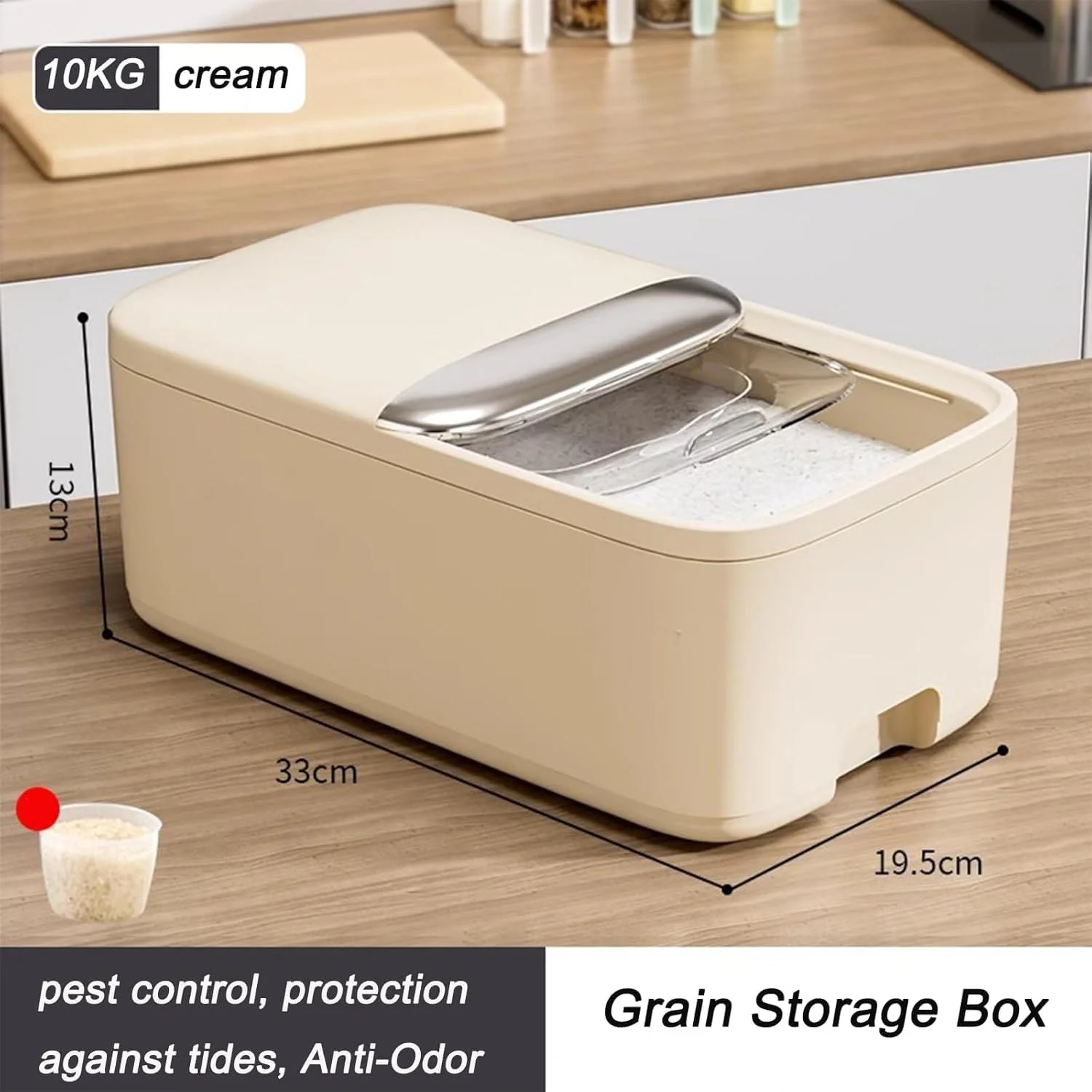 ظرف نگهداری برنج 5 کیلویی با درب، جعبه برنج ضد رطوبت با پیمانه اندازه گیری، سطل پخش کننده غلات، ظرف آشپزخانه برای نگهداری غلات خشک ظرف نگهداری برنج 5 کیلویی با درب، جعبه برنج ضد رطوبت با پیمانه اندازه گیری، سطل پخش کننده غلات، ظرف آشپزخانه برای نگهداری غلات خشک