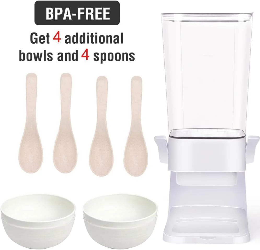 ظرف نگهداری غلات رومیزی با 4 کاسه و قاشق، ظرف بزرگ 5.5 کوارت برای نگهداری غلات، مناسب برای مواد غذایی خشک، آجیل، تنقلات، آبنبات، نظم دهنده آشپزخانه برای جو دوسر و گرانولا ظرف نگهداری غلات رومیزی با 4 کاسه و قاشق، ظرف بزرگ 5.5 کوارت برای نگهداری غلات، مناسب برای مواد غذایی خشک، آجیل، تنقلات، آبنبات، نظم دهنده آشپزخانه برای جو دوسر و گرانولا