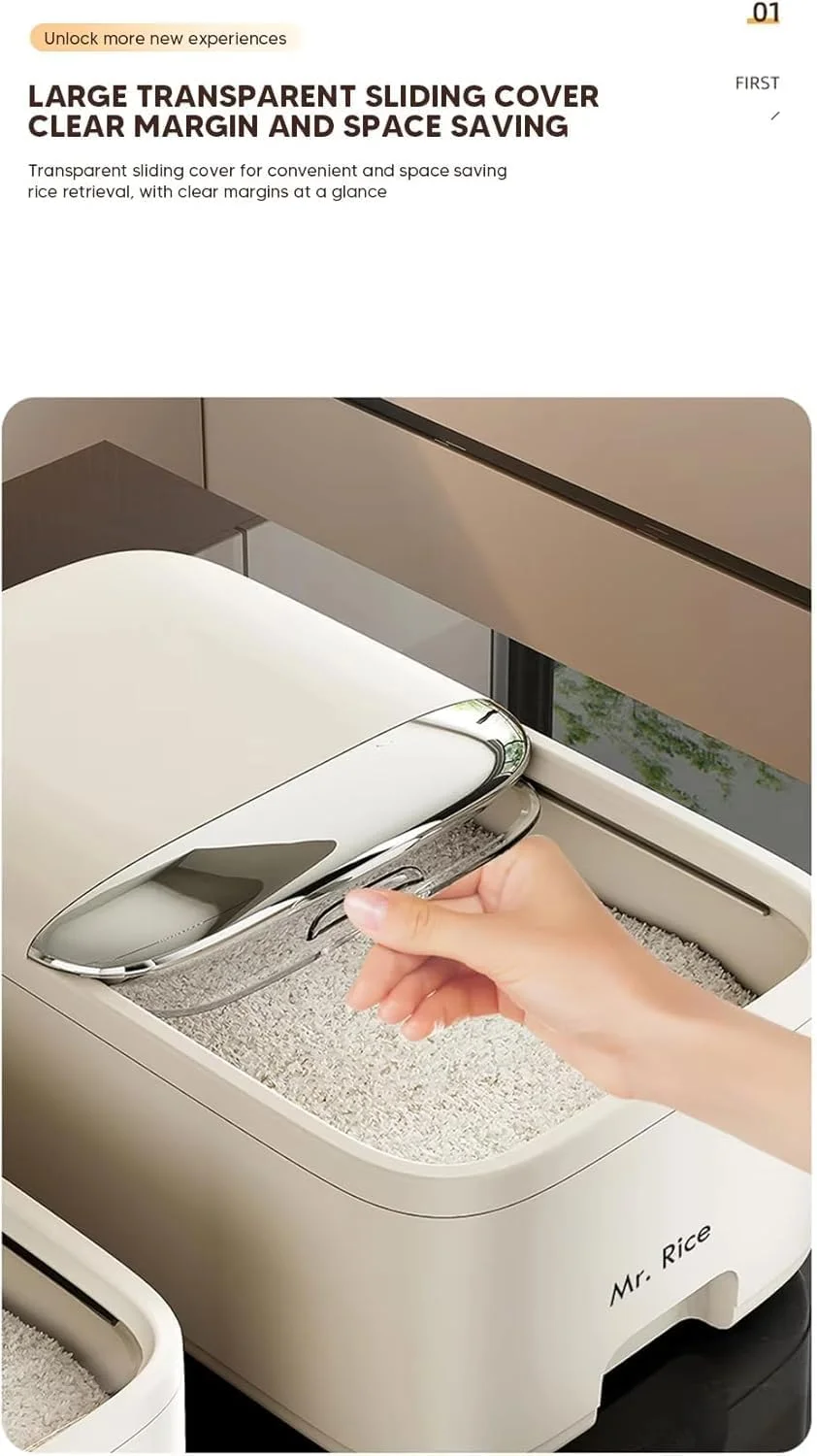 ظرف نگهداری برنج 5 کیلویی با درب، جعبه برنج ضد رطوبت با پیمانه اندازه گیری، سطل پخش کننده غلات، ظرف آشپزخانه برای نگهداری غلات خشک ظرف نگهداری برنج 5 کیلویی با درب، جعبه برنج ضد رطوبت با پیمانه اندازه گیری، سطل پخش کننده غلات، ظرف آشپزخانه برای نگهداری غلات خشک
