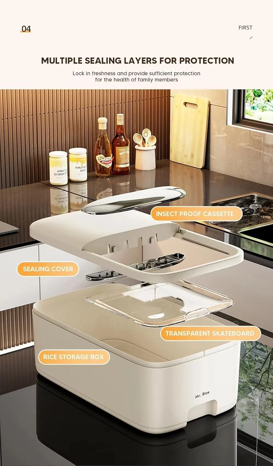 ظرف نگهداری برنج 5 کیلویی با درب، جعبه برنج ضد رطوبت با پیمانه اندازه گیری، سطل پخش کننده غلات، ظرف آشپزخانه برای نگهداری غلات خشک ظرف نگهداری برنج 5 کیلویی با درب، جعبه برنج ضد رطوبت با پیمانه اندازه گیری، سطل پخش کننده غلات، ظرف آشپزخانه برای نگهداری غلات خشک
