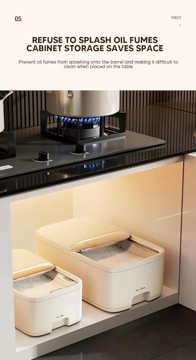 ظرف نگهداری برنج 5 کیلویی با درب، جعبه برنج ضد رطوبت با پیمانه اندازه گیری، سطل پخش کننده غلات، ظرف آشپزخانه برای نگهداری غلات خشک ظرف نگهداری برنج 5 کیلویی با درب، جعبه برنج ضد رطوبت با پیمانه اندازه گیری، سطل پخش کننده غلات، ظرف آشپزخانه برای نگهداری غلات خشک