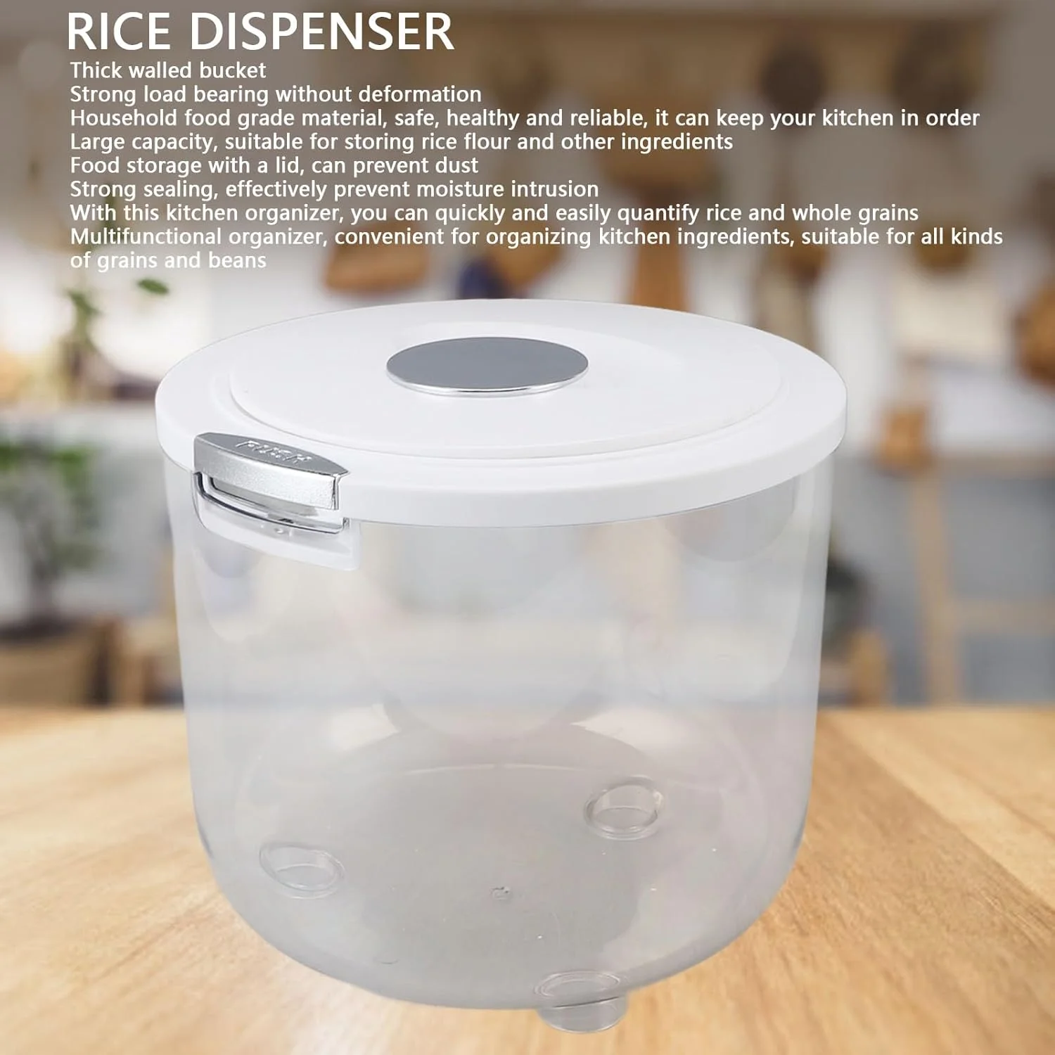 ظرف بزرگ نگهداری غلات، ظرف نگهداری برنج، سطل نگهداری مواد غذایی خشک با ظرفیت زیاد و درب بسته شفاف برای برنج، ذرت، دانه قهوه، غلات، دانه سویا (ظرفیت 5 کیلوگرم) ظرف بزرگ نگهداری غلات، ظرف نگهداری برنج، سطل نگهداری مواد غذایی خشک با ظرفیت زیاد و درب بسته شفاف برای برنج، ذرت، دانه قهوه، غلات، دانه سویا (ظرفیت 5 کیلوگرم)