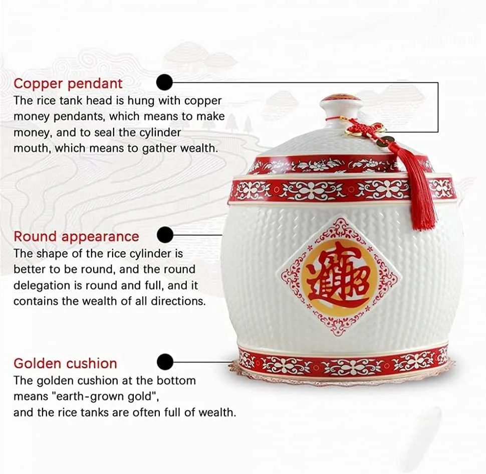 ظرف برنج با ظرفیت بالا، مخزن نگهداری سرامیکی مهر و موم شده، سطل برنج ضد هوا، سطل نگهداری غلات، ظرف پخش کننده غلات (2) ظرف برنج با ظرفیت بالا، مخزن نگهداری سرامیکی مهر و موم شده، سطل برنج ضد هوا، سطل نگهداری غلات، ظرف پخش کننده غلات (2)