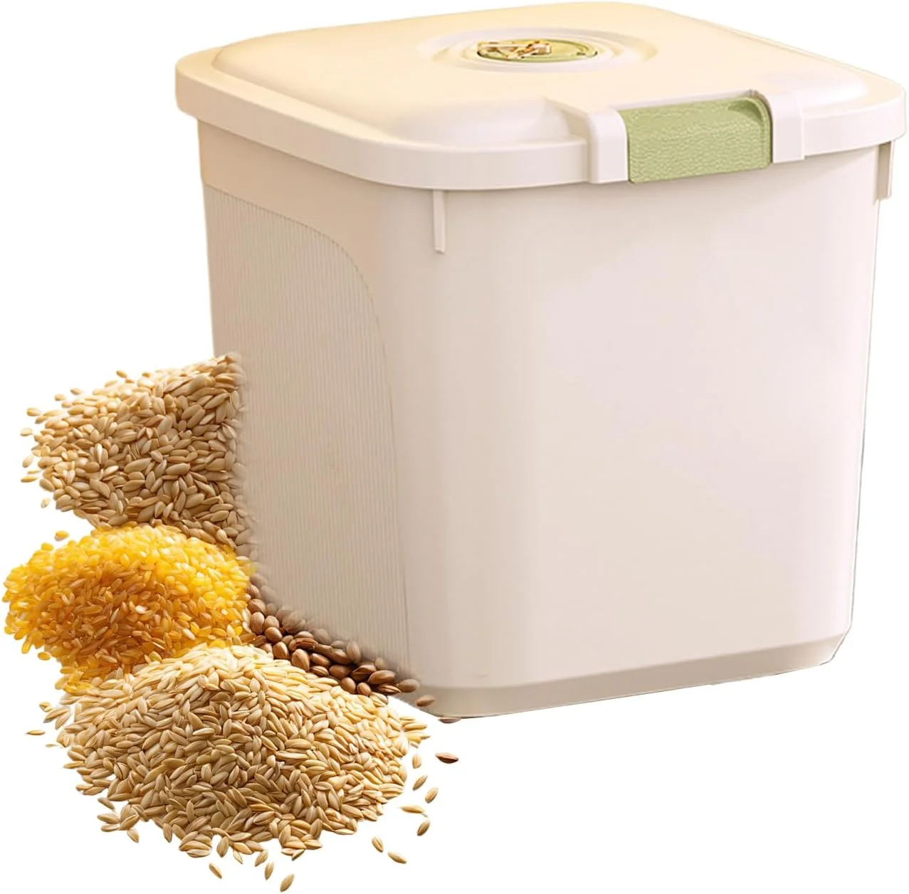 ظرف نگهداری برنج، ظرف غلات پلاستیکی قابل حمل برای آشپزخانه، حلقه آب بندی ضخیم شده، ضد آب و ضد گرد و غبار، سطل ذخیره سازی برای لوبیا، آرد، غذای حیوانات خانگی، 30 کیلوگرم، سفید ظرف نگهداری برنج، ظرف غلات پلاستیکی قابل حمل برای آشپزخانه، حلقه آب بندی ضخیم شده، ضد آب و ضد گرد و غبار، سطل ذخیره سازی برای لوبیا، آرد، غذای حیوانات خانگی، 30 کیلوگرم، سفید