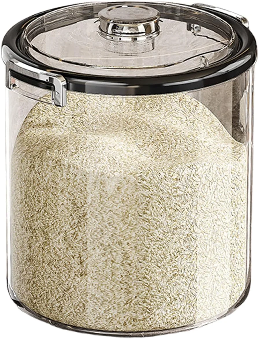 ظرف نگهداری برنج با ظرفیت بزرگ، ظرف پخش کننده برنج گرد، با درب + پیمانه اندازه گیری، تجسم شفاف، فلپ بزرگ 90 درجه، برای سازماندهی آشپزخانه و خانه، 15 کیلوگرم، مشکی ظرف نگهداری برنج با ظرفیت بزرگ، ظرف پخش کننده برنج گرد، با درب + پیمانه اندازه گیری، تجسم شفاف، فلپ بزرگ 90 درجه، برای سازماندهی آشپزخانه و خانه، 15 کیلوگرم، مشکی