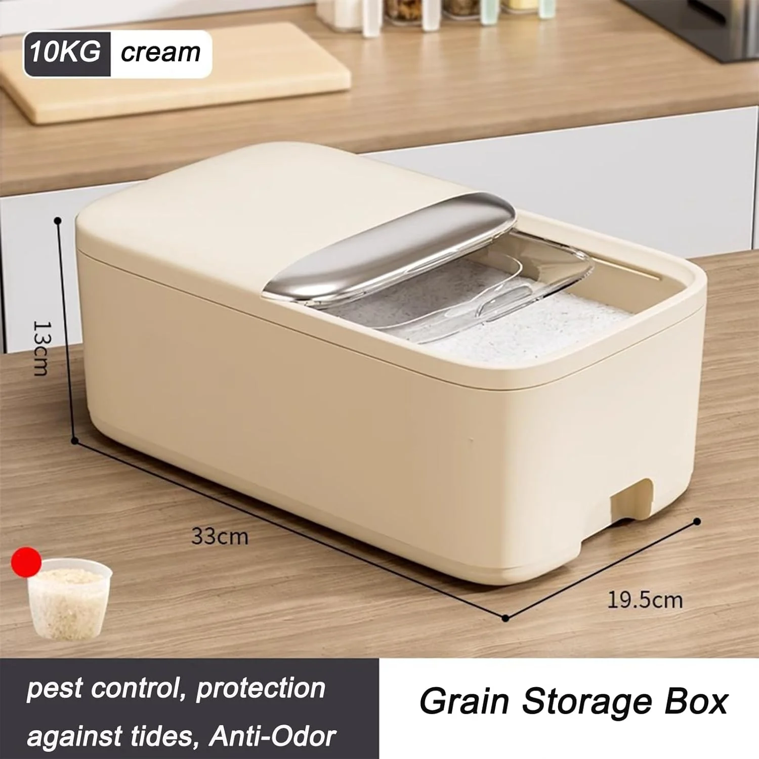 ظرف نگهداری برنج 5 کیلوگرمی، مخزن برنج با درب و پیمانه اندازه گیری، ظروف نگهداری غلات غذایی، ظروف نگهداری حبوبات، سطل پخش کننده غلات ضد رطوبت برای آشپزخانه، مناسب برای سویا، ذرت و جو دوسر ظرف نگهداری برنج 5 کیلوگرمی، مخزن برنج با درب و پیمانه اندازه گیری، ظروف نگهداری غلات غذایی، ظروف نگهداری حبوبات، سطل پخش کننده غلات ضد رطوبت برای آشپزخانه، مناسب برای سویا، ذرت و جو دوسر