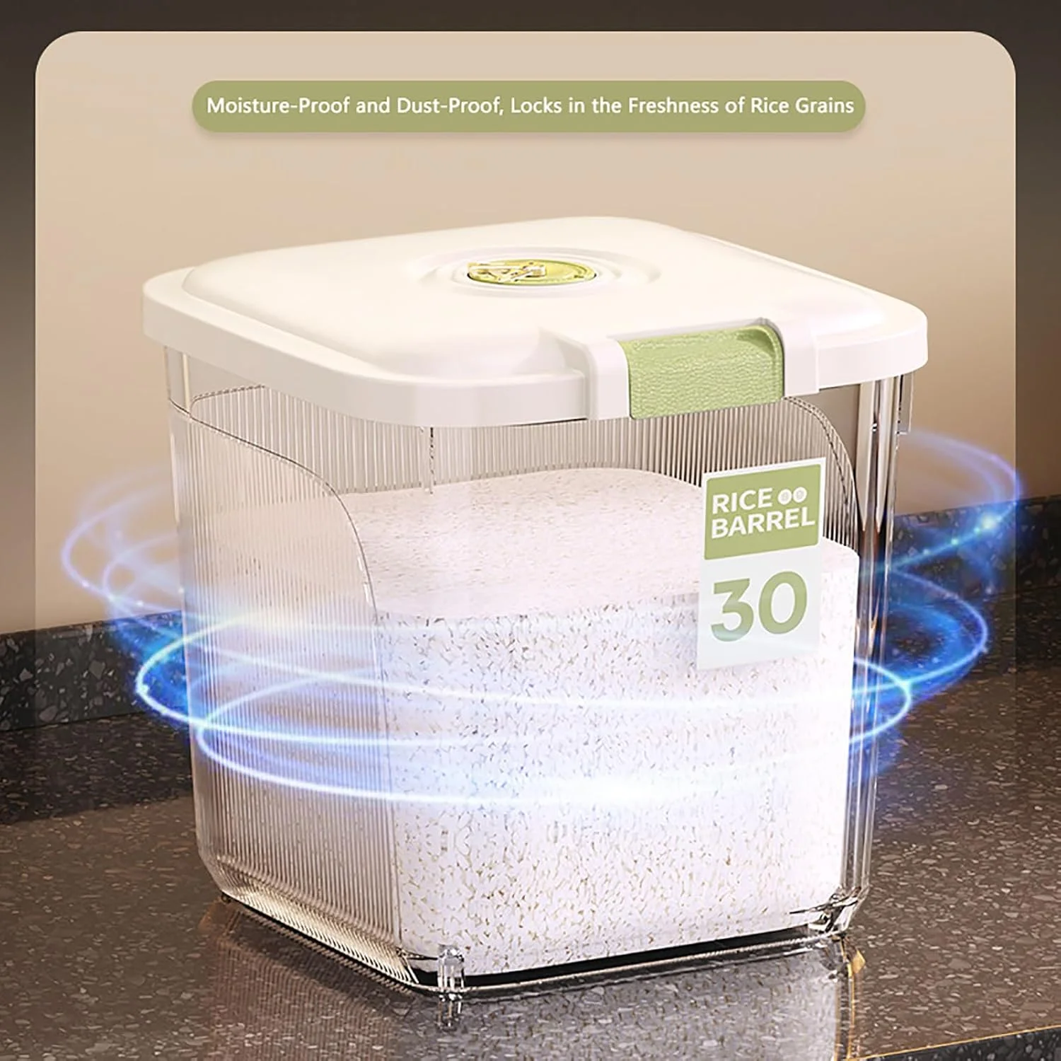ظرف نگهداری برنج، ظرف غلات پلاستیکی قابل حمل برای آشپزخانه، حلقه آب بندی ضخیم شده، ضد آب و ضد گرد و غبار، سطل ذخیره سازی برای لوبیا، آرد، غذای حیوانات خانگی، 30 کیلوگرم، سفید ظرف نگهداری برنج، ظرف غلات پلاستیکی قابل حمل برای آشپزخانه، حلقه آب بندی ضخیم شده، ضد آب و ضد گرد و غبار، سطل ذخیره سازی برای لوبیا، آرد، غذای حیوانات خانگی، 30 کیلوگرم، سفید