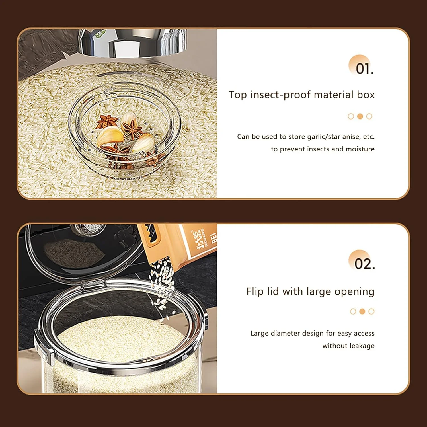 ظرف نگهداری برنج با ظرفیت بزرگ، ظرف پخش کننده برنج گرد، با درب + پیمانه اندازه گیری، تجسم شفاف، فلپ بزرگ 90 درجه، برای سازماندهی آشپزخانه و خانه، 15 کیلوگرم، مشکی ظرف نگهداری برنج با ظرفیت بزرگ، ظرف پخش کننده برنج گرد، با درب + پیمانه اندازه گیری، تجسم شفاف، فلپ بزرگ 90 درجه، برای سازماندهی آشپزخانه و خانه، 15 کیلوگرم، مشکی