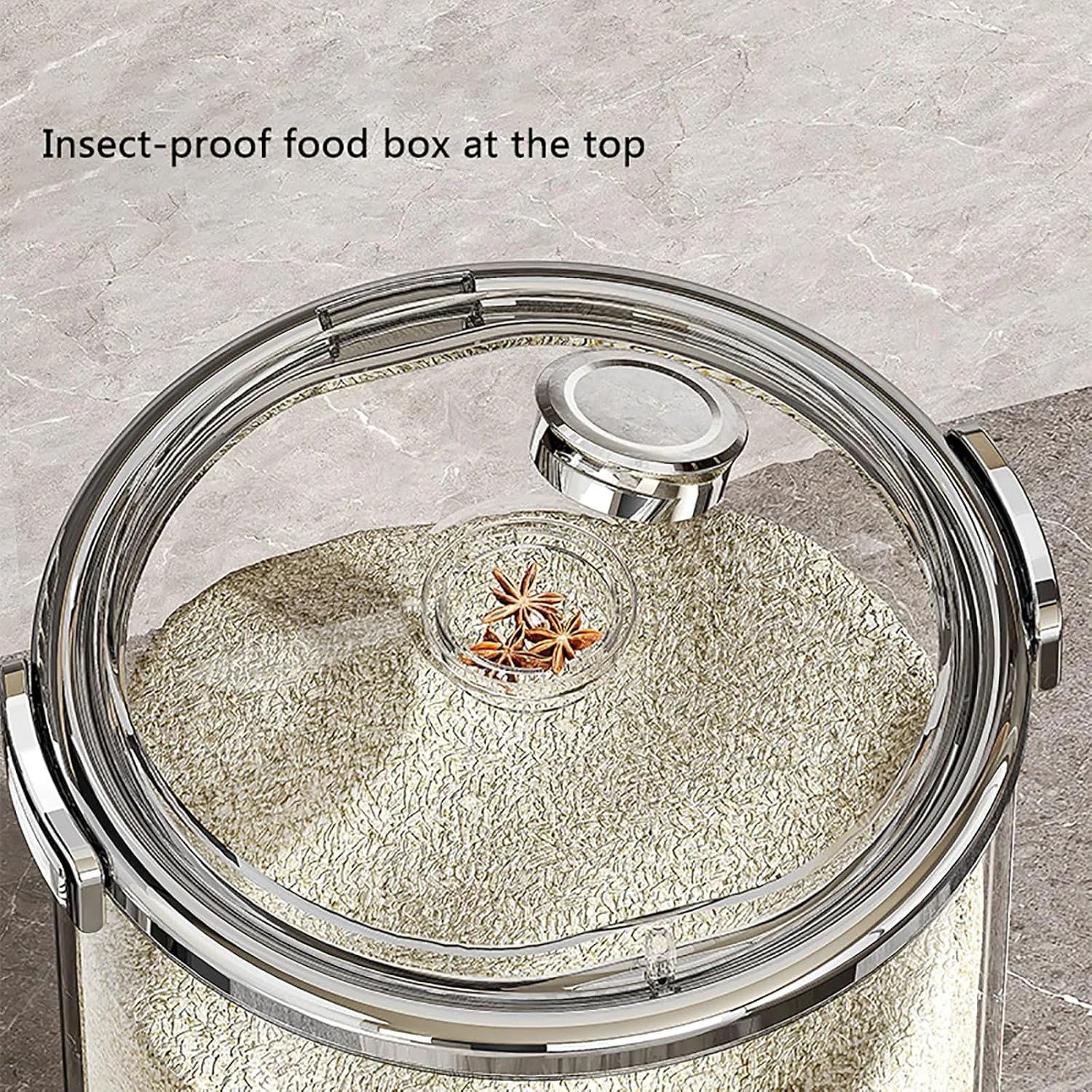 ظرف نگهداری برنج با ظرفیت بزرگ، ظرف پخش کننده برنج گرد، با درب + پیمانه اندازه گیری، تجسم شفاف، فلپ بزرگ 90 درجه، برای سازماندهی آشپزخانه و خانه، 15 کیلوگرم، مشکی ظرف نگهداری برنج با ظرفیت بزرگ، ظرف پخش کننده برنج گرد، با درب + پیمانه اندازه گیری، تجسم شفاف، فلپ بزرگ 90 درجه، برای سازماندهی آشپزخانه و خانه، 15 کیلوگرم، مشکی