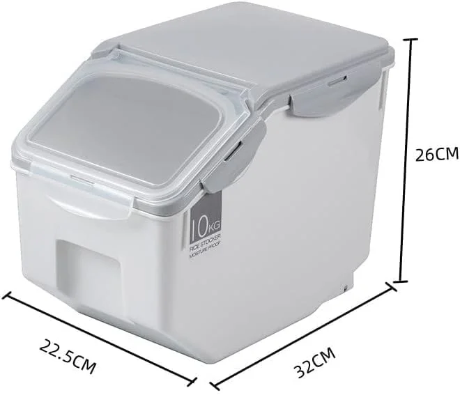 ظرف نگهداری برنج، جا برنجی بزرگ و درب دار، ظرف غلات و حبوبات خانگی با درب های محکم برای نگهداری برنج، آرد، میوه خشک و موارد دیگر، 10 کیلوگرمی ظرف نگهداری برنج، جا برنجی بزرگ و درب دار، ظرف غلات و حبوبات خانگی با درب های محکم برای نگهداری برنج، آرد، میوه خشک و موارد دیگر، 10 کیلوگرمی