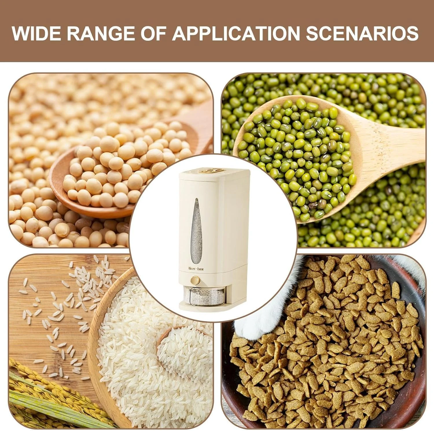 ظرف برنج، ظرف پخش کننده مواد غذایی با درب، نگهدارنده غلات خشک خانگی مهر و موم شده و ضد هوا برای سازماندهی انبار آشپزخانه ظرف برنج، ظرف پخش کننده مواد غذایی با درب، نگهدارنده غلات خشک خانگی مهر و موم شده و ضد هوا برای سازماندهی انبار آشپزخانه