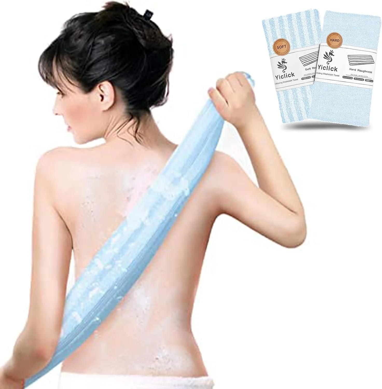 یی کلیک بسته 2 عددی برس پشت شوی، دستکش لایه بردار، اسفنج لوفا، اسفنج دوش، اسفنج لایه بردار، لیف بدن، اسفنج لوفا، دوش حمام (مشکی)