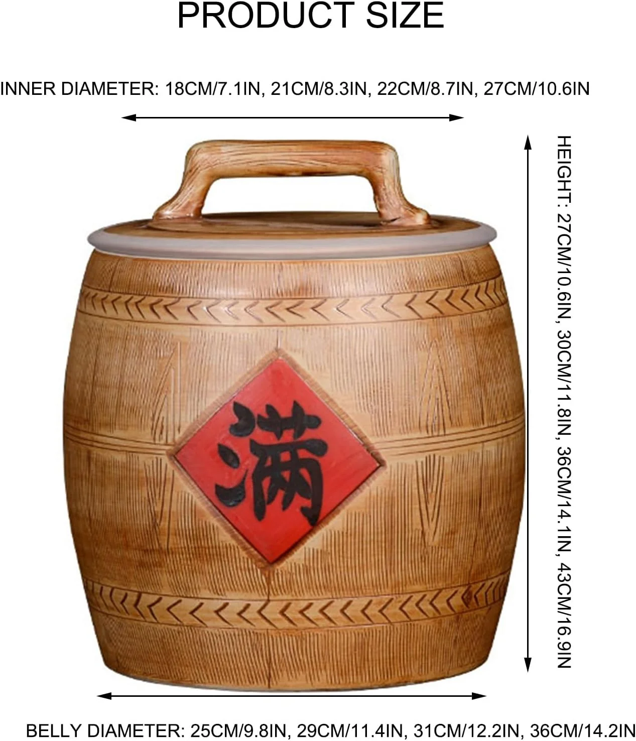 ظرف برنج سرامیکی، سطل برنج، کوزه غلات با درب، کوزه نگهداری برنج مهر و موم شده، مخزن نگهداری غلات، پخش کننده مواد غذایی، دکوراسیون کلاسیک منزل برای برنج، سویا، ذرت، تک رنگ - 30 * 29 سانتی متر / 11.8 * 11.4 اینچ ظرف برنج سرامیکی، سطل برنج، کوزه غلات با درب، کوزه نگهداری برنج مهر و موم شده، مخزن نگهداری غلات، پخش کننده مواد غذایی، دکوراسیون کلاسیک منزل برای برنج، سویا، ذرت، تک رنگ - 30 * 29 سانتی متر / 11.8 * 11.4 اینچ