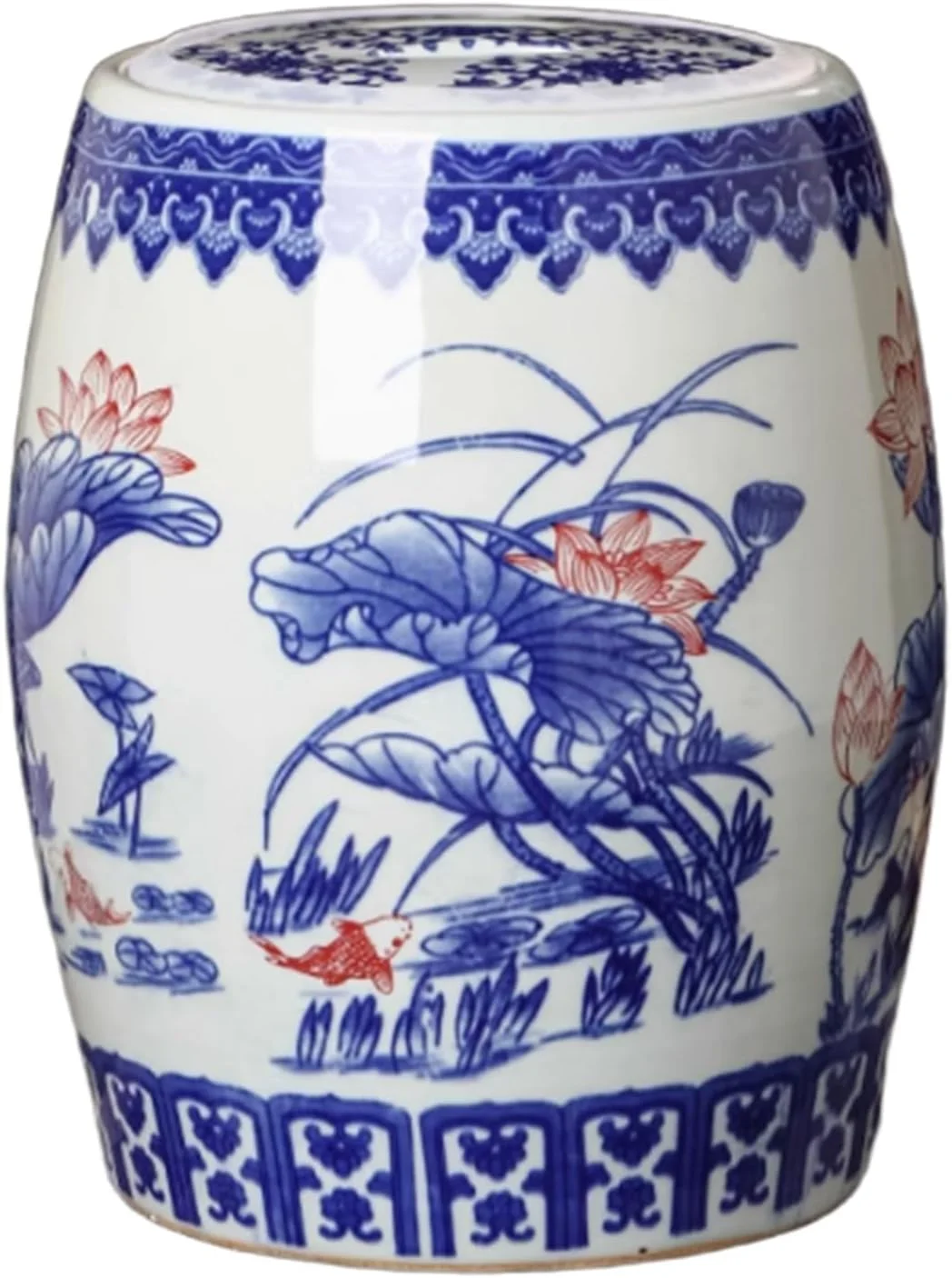 ظرف برنج سرامیکی استوانه ای بزرگ با درب، محفظه نگهداری مواد غذایی، جعبه نگهداری برنج، ظرف کلاسیک برنج، شیشه نگهداری مواد غذایی برای آرد و شکر، تک رنگ - 15 کیلوگرم A