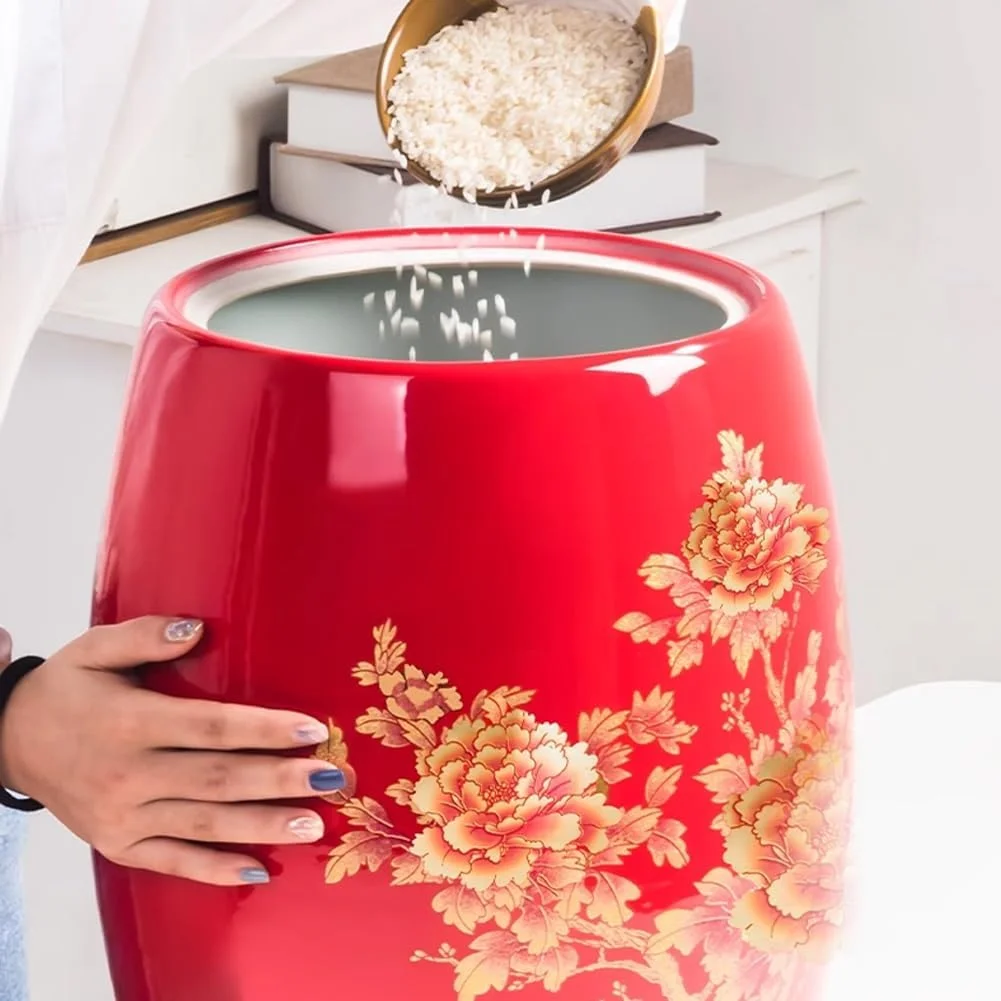 ظرف سرامیکی نگهداری مواد غذایی، ظرف نگهداری برنج، سطل نگهداری غلات، سطل برنج سرامیکی، جعبه نگهداری برنج، سطل برنج مهر و موم شده، ظرف برنج غلات برای آشپزخانه (قرمز، 10 کیلوگرم) ظرف سرامیکی نگهداری مواد غذایی، ظرف نگهداری برنج، سطل نگهداری غلات، سطل برنج سرامیکی، جعبه نگهداری برنج، سطل برنج مهر و موم شده، ظرف برنج غلات برای آشپزخانه (قرمز، 10 کیلوگرم)