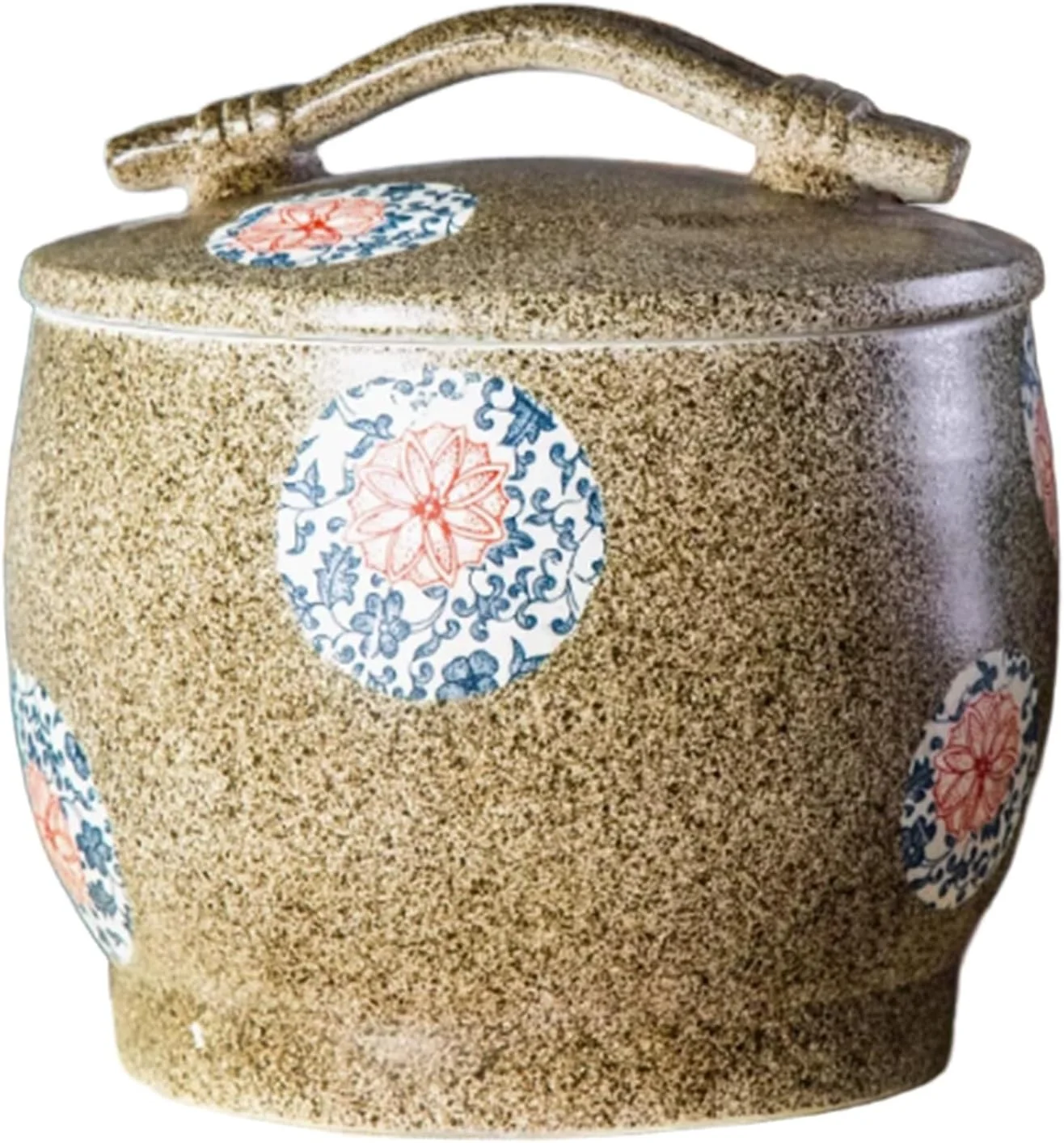 ظرف برنج سرامیکی رترو، استوانه برنج سرامیکی آشپزخانه با درب، ظرف نگهداری مواد غذایی مهر و موم شده، ظرف برنج، جا برنجی چینی، برای ذرت، قهوه (C 5 کیلوگرم)