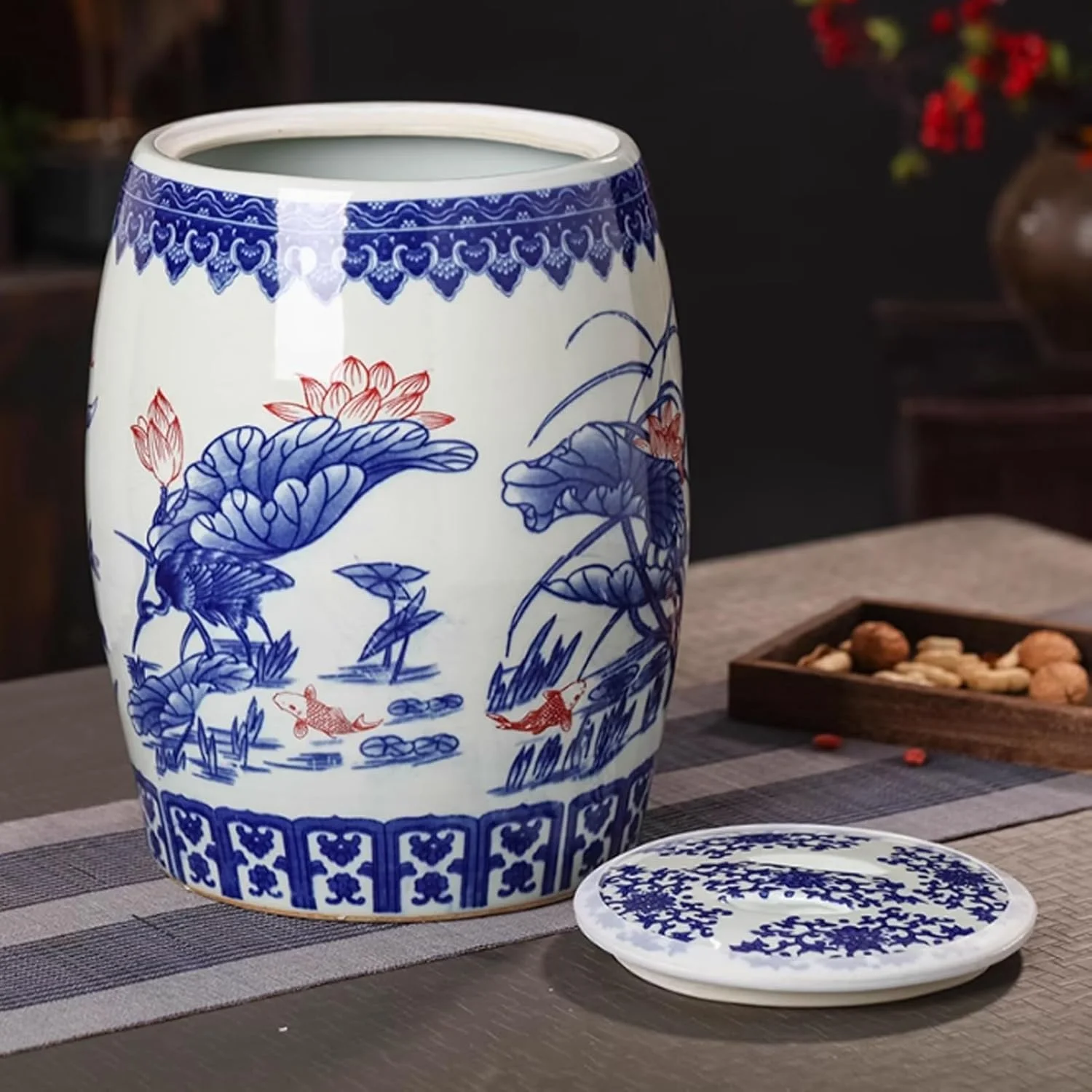 ظرف برنج سرامیکی استوانه ای بزرگ با درب، محفظه نگهداری مواد غذایی، جعبه نگهداری برنج، ظرف کلاسیک برنج، شیشه نگهداری مواد غذایی برای آرد و شکر، تک رنگ - 15 کیلوگرم A ظرف برنج سرامیکی استوانه ای بزرگ با درب، محفظه نگهداری مواد غذایی، جعبه نگهداری برنج، ظرف کلاسیک برنج، شیشه نگهداری مواد غذایی برای آرد و شکر، تک رنگ - 15 کیلوگرم A