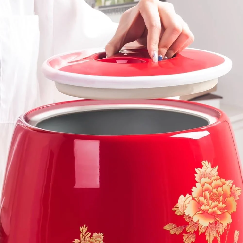 ظرف سرامیکی نگهداری مواد غذایی، ظرف نگهداری برنج، سطل نگهداری غلات، سطل برنج سرامیکی، جعبه نگهداری برنج، سطل برنج مهر و موم شده، ظرف برنج غلات برای آشپزخانه (قرمز، 10 کیلوگرم) ظرف سرامیکی نگهداری مواد غذایی، ظرف نگهداری برنج، سطل نگهداری غلات، سطل برنج سرامیکی، جعبه نگهداری برنج، سطل برنج مهر و موم شده، ظرف برنج غلات برای آشپزخانه (قرمز، 10 کیلوگرم)