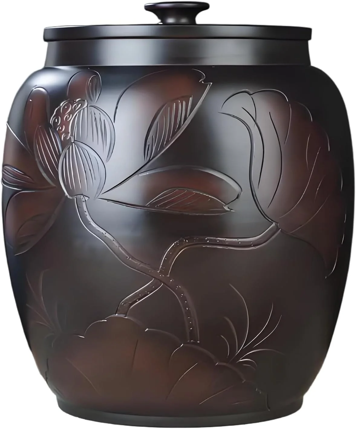 سیلندر برنج سرامیکی خانگی، سطل برنج سرامیکی با درب، ظرف نگهداری برنج چینی، جعبه نگهداری برنج، ظرف برنج مزرعه، شیشه نگهداری مواد غذایی برای آرد، یک رنگ - 10 کیلوگرم