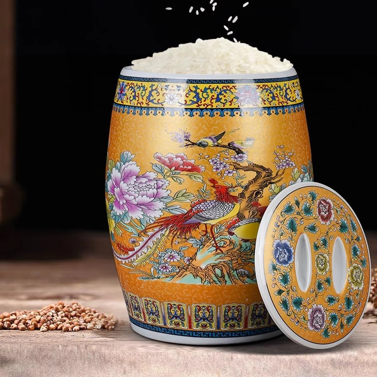 ظرف سرامیکی نگهداری برنج، سطل بزرگ برنج، ظروف نگهداری مواد غذایی، جعبه نگهداری برنج، سطل نگهداری غلات با درب، جعبه نگهداری برنج مهر و موم شده 5 کیلوگرم/10 کیلوگرم/15 کیلوگرم/25 کیلوگرم (زرد، 15 کیلوگرم) (سبز 25 کیلوگرم) (زرد ظرف سرامیکی نگهداری برنج، سطل بزرگ برنج، ظروف نگهداری مواد غذایی، جعبه نگهداری برنج، سطل نگهداری غلات با درب، جعبه نگهداری برنج مهر و موم شده 5 کیلوگرم/10 کیلوگرم/15 کیلوگرم/25 کیلوگرم (زرد، 15 کیلوگرم) (سبز 25 کیلوگرم) (زرد