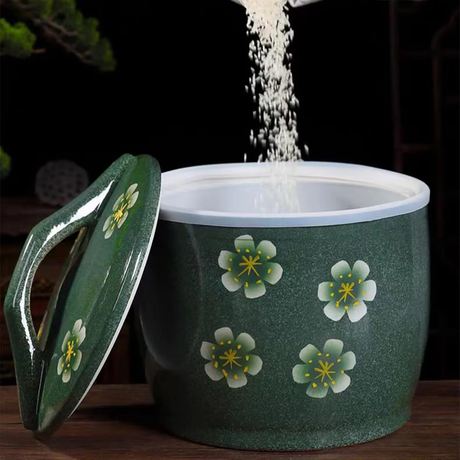 ظرف برنج سرامیکی، مخزن برنج، ظرف نگهداری برنج با درب، ظرف نگهداری مواد غذایی کلاسیک، شیشه نگهداری مواد غذایی، برای آرد، آجیل، چای، غلات (5 کیلوگرم) ظرف برنج سرامیکی، مخزن برنج، ظرف نگهداری برنج با درب، ظرف نگهداری مواد غذایی کلاسیک، شیشه نگهداری مواد غذایی، برای آرد، آجیل، چای، غلات (5 کیلوگرم)