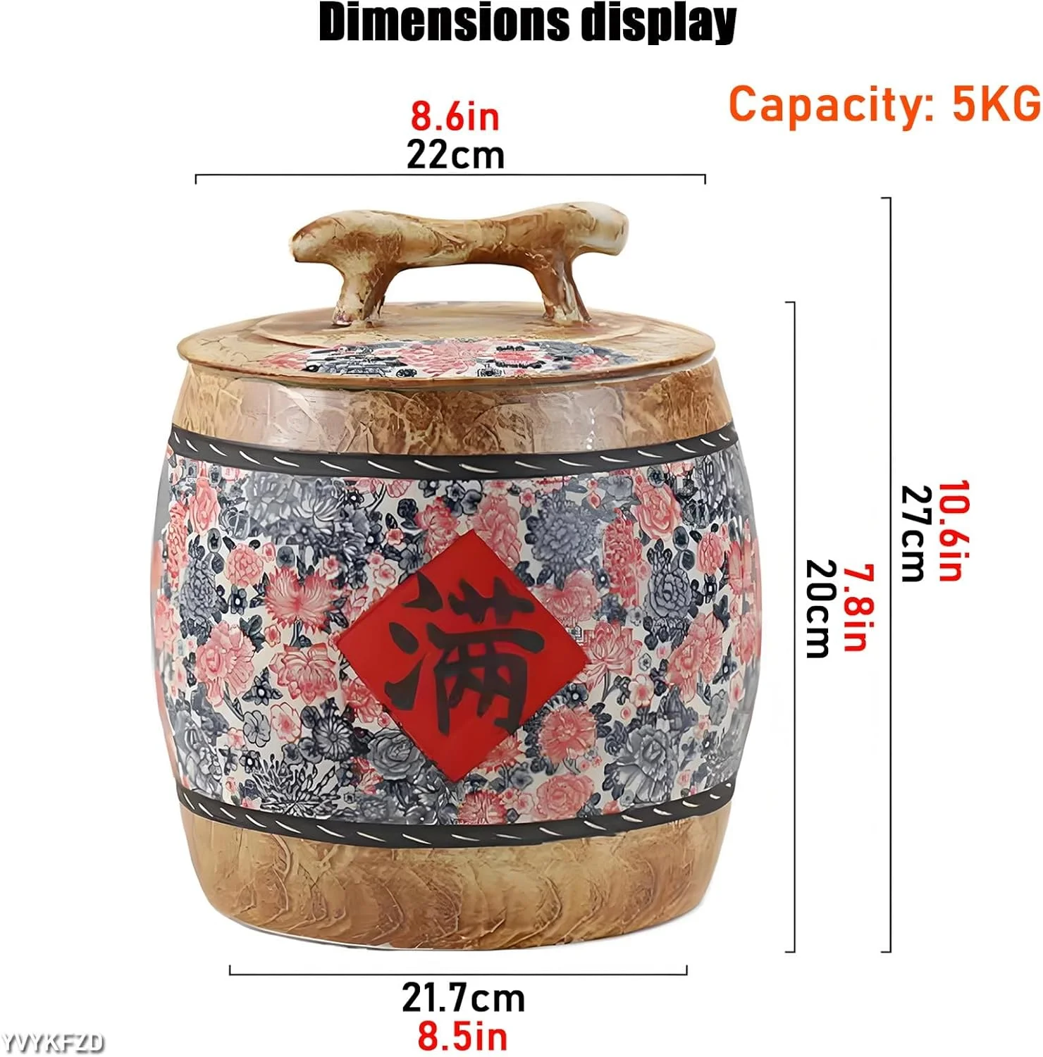 ظرف برنج سرامیکی استوانه ای، سطل برنج سرامیکی چینی با درب، جعبه نگهداری برنج، ظرف برنج رترو، شیشه نگهداری مواد غذایی برای قهوه و شکر، تک رنگ - 5 کیلوگرم A ظرف برنج سرامیکی استوانه ای، سطل برنج سرامیکی چینی با درب، جعبه نگهداری برنج، ظرف برنج رترو، شیشه نگهداری مواد غذایی برای قهوه و شکر، تک رنگ - 5 کیلوگرم A