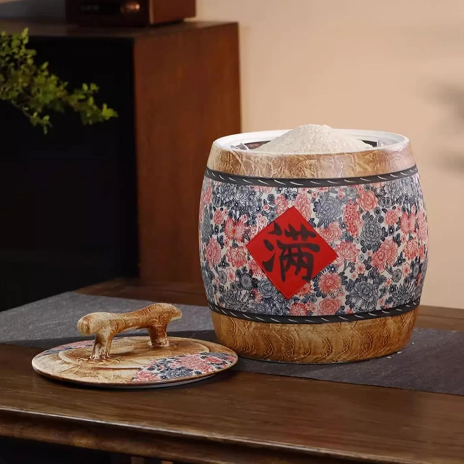 ظرف برنج سرامیکی استوانه ای، سطل برنج سرامیکی چینی با درب، جعبه نگهداری برنج، ظرف برنج رترو، شیشه نگهداری مواد غذایی برای قهوه و شکر، تک رنگ - 5 کیلوگرم A ظرف برنج سرامیکی استوانه ای، سطل برنج سرامیکی چینی با درب، جعبه نگهداری برنج، ظرف برنج رترو، شیشه نگهداری مواد غذایی برای قهوه و شکر، تک رنگ - 5 کیلوگرم A