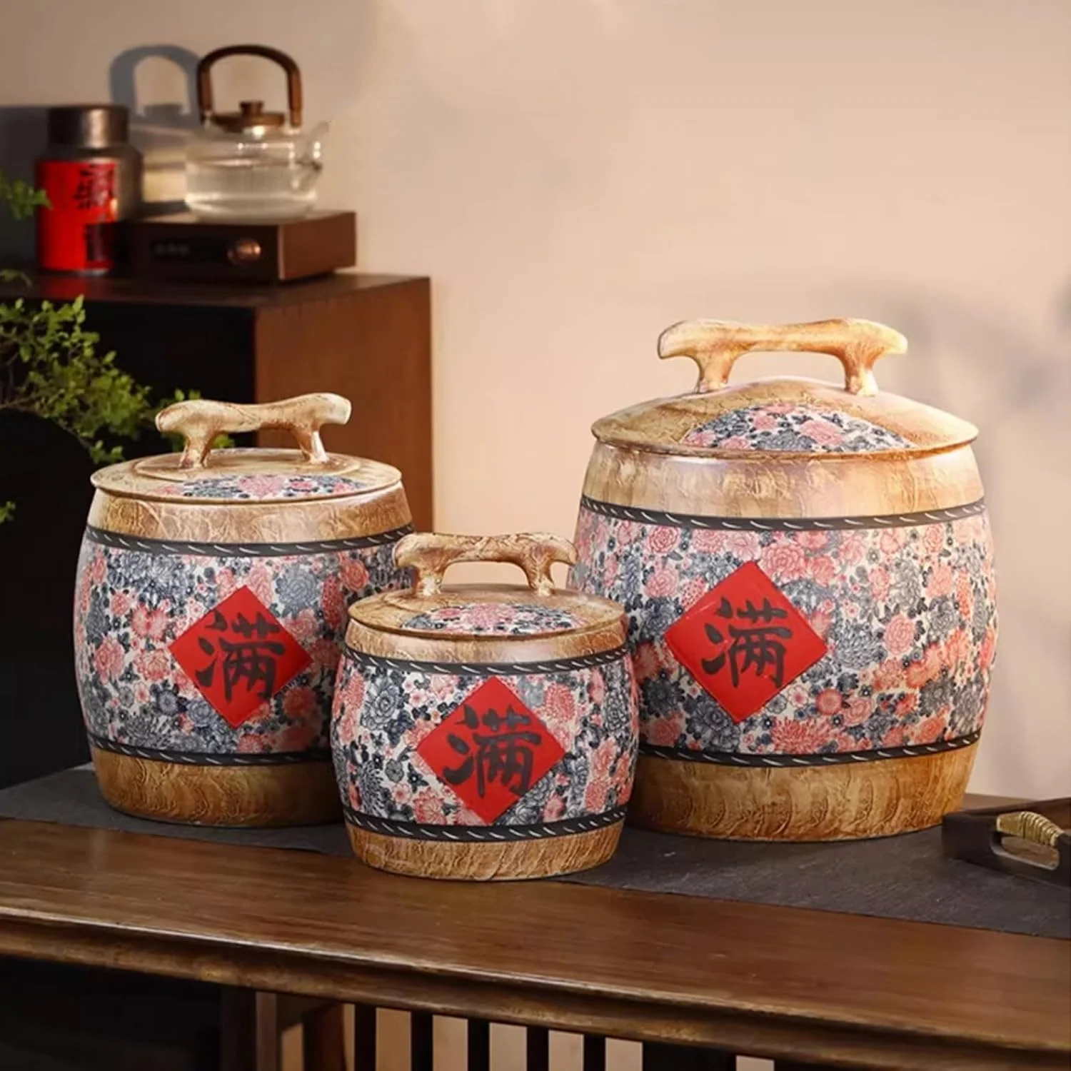 ظرف برنج سرامیکی استوانه ای، سطل برنج سرامیکی چینی با درب، جعبه نگهداری برنج، ظرف برنج رترو، شیشه نگهداری مواد غذایی برای قهوه و شکر، تک رنگ - 5 کیلوگرم A ظرف برنج سرامیکی استوانه ای، سطل برنج سرامیکی چینی با درب، جعبه نگهداری برنج، ظرف برنج رترو، شیشه نگهداری مواد غذایی برای قهوه و شکر، تک رنگ - 5 کیلوگرم A