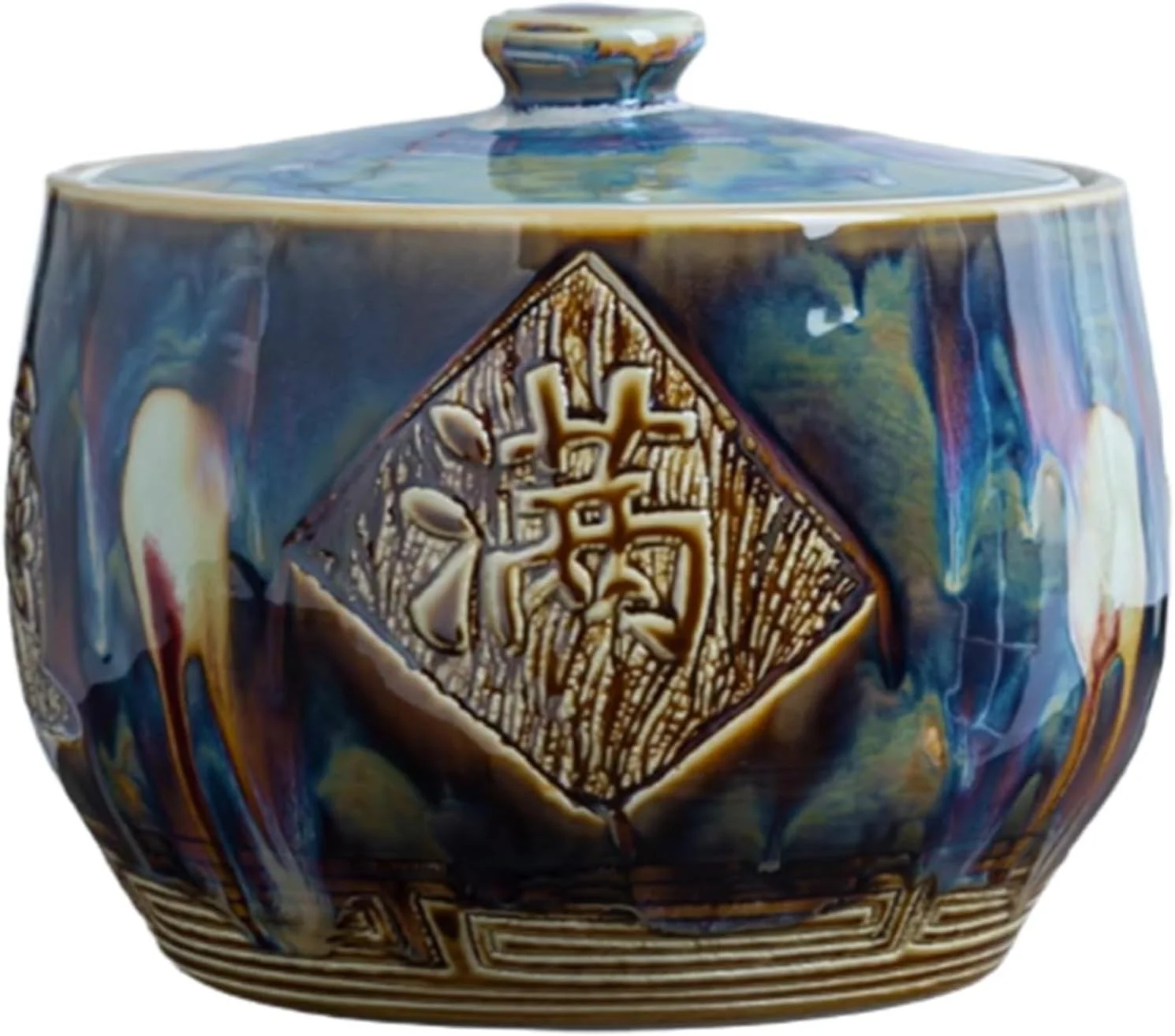 ظرف برنج سرامیکی، محفظه برنج با درب، استوانه برنج سرامیکی، ظرف نگهداری مواد غذایی، جعبه بزرگ نگهداری برنج مهر و موم شده، پخش کننده غلات، برای آرد، ذرت، برنج (از C، 10 کیلوگرم)