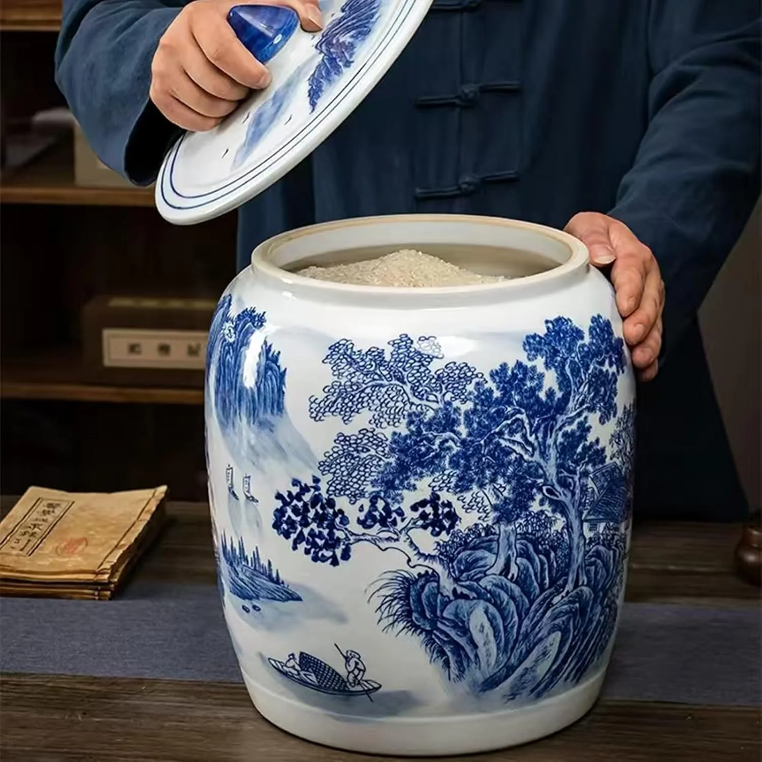 ظرف برنج سرامیکی، محفظه برنج، ظرف نگهداری برنج، استوانه سرامیکی برنج، شیشه نگهداری مواد غذایی، ظرف بزرگ نگهداری برنج خانگی با درب (15 کیلوگرم) ظرف برنج سرامیکی، محفظه برنج، ظرف نگهداری برنج، استوانه سرامیکی برنج، شیشه نگهداری مواد غذایی، ظرف بزرگ نگهداری برنج خانگی با درب (15 کیلوگرم)