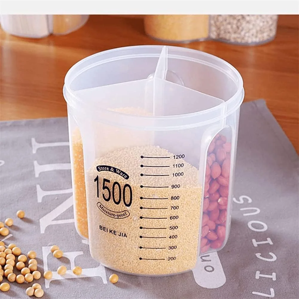 مخزن ذخیره سازی محفظه دار Bukela، ظرف نگهداری مواد غذایی ضد هوا، پخش کننده غلات پلاستیکی بدون BPA با درب و محفظه برای غلات، شکر، آرد، برنج، آجیل و تنقلات (1500 میلی لیتر) مخزن ذخیره سازی محفظه دار Bukela، ظرف نگهداری مواد غذایی ضد هوا، پخش کننده غلات پلاستیکی بدون BPA با درب و محفظه برای غلات، شکر، آرد، برنج، آجیل و تنقلات (1500 میلی لیتر)