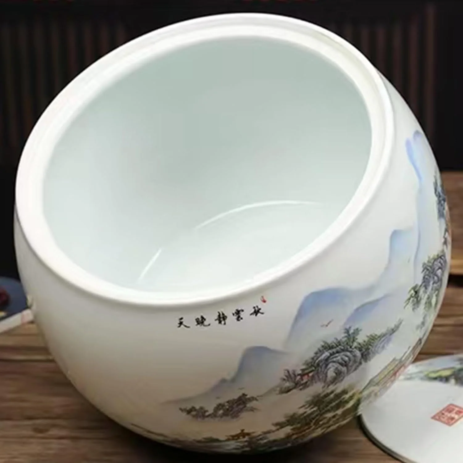 ظرف برنج سرامیکی، محفظه برنج، استوانه برنج سرامیکی، ظرف نگهداری غلات با درب، ظرف ذخیره برنج، پخش کننده مواد غذایی (مدل J)