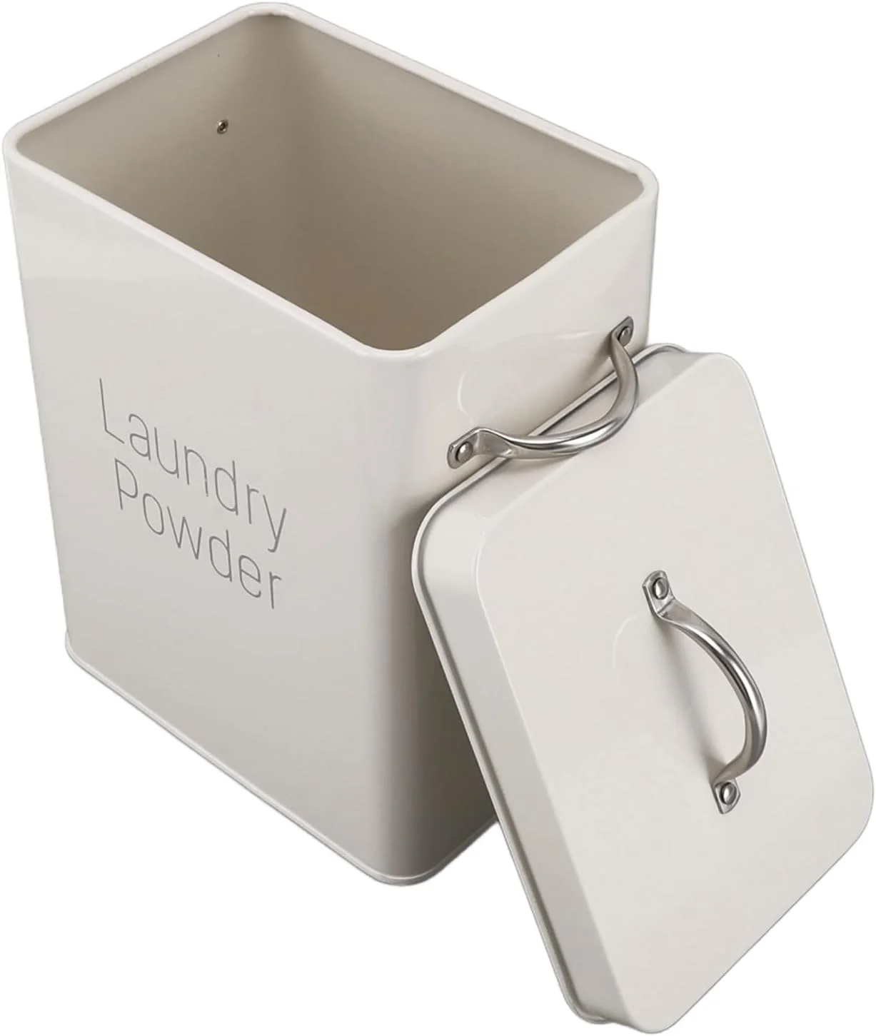 ظرف پودر لباسشویی BROLEO، ظرف استیل ضد زنگ برای اتاق لباسشویی با ابعاد 20x16x11.7 سانتی متر، ظرف پودر لباسشویی فلزی به همراه قاشق برای اتاق لباسشویی