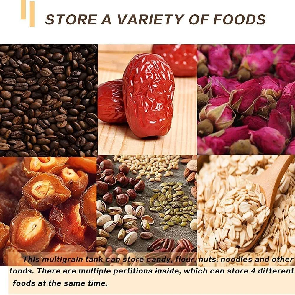 مخزن ذخیره سازی محفظه دار Bukela، ظرف نگهداری مواد غذایی ضد هوا، پخش کننده غلات پلاستیکی بدون BPA با درب و محفظه برای غلات، شکر، آرد، برنج، آجیل و تنقلات (1500 میلی لیتر) مخزن ذخیره سازی محفظه دار Bukela، ظرف نگهداری مواد غذایی ضد هوا، پخش کننده غلات پلاستیکی بدون BPA با درب و محفظه برای غلات، شکر، آرد، برنج، آجیل و تنقلات (1500 میلی لیتر)