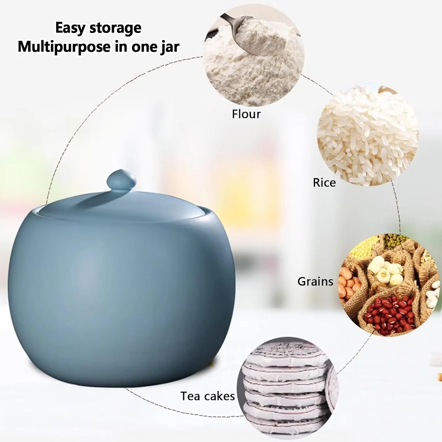 ظرف بزرگ نگهداری غلات، ظرف سرامیکی نگهداری برنج و غلات، شیشه نگهداری مواد غذایی، شیشه نگهداری برنج خانگی، ظرف سرامیکی نگهداری برنج، مناسب برای غلات، آرد و شکر