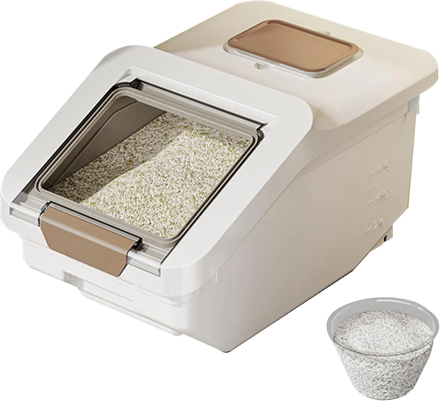 ظرف نگهداری برنج Beauenty، جعبه نگهداری برنج درب دار، جعبه نگهداری مواد غذایی خشک 10 کیلوگرمی/15 کیلوگرمی، بدون BPA (10 کیلوگرم، سفید) ظرف نگهداری برنج Beauenty، جعبه نگهداری برنج درب دار، جعبه نگهداری مواد غذایی خشک 10 کیلوگرمی/15 کیلوگرمی، بدون BPA (10 کیلوگرم، سفید)