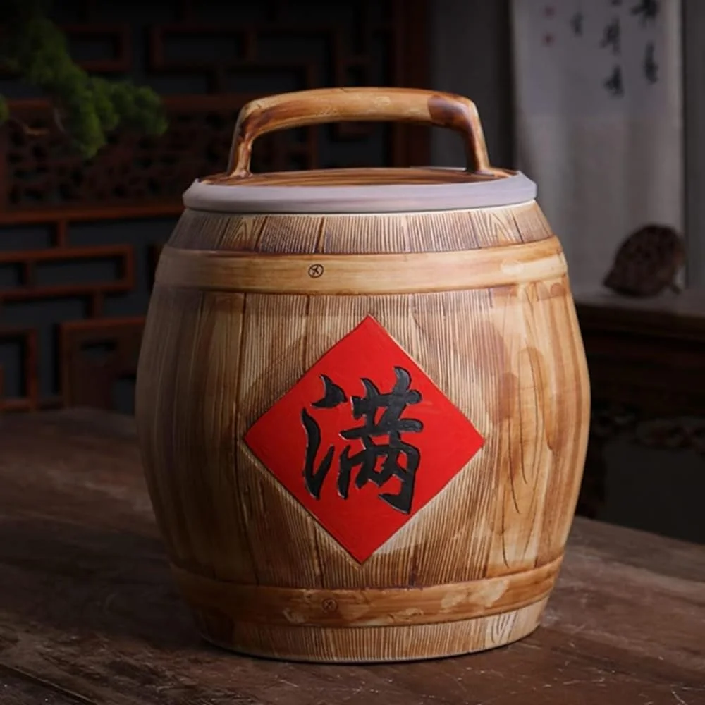 ظرف برنج سرامیکی BAZAC Zhirong، ظرف نگهداری برنج خانگی مهر و موم شده، سطل نگهداری غلات با ظرفیت بزرگ، نگهداری مواد غذایی خشک (رنگ: قهوه ای، اندازه: 23 * 14.5 * 27 سانتی متر) ظرف برنج سرامیکی BAZAC Zhirong، ظرف نگهداری برنج خانگی مهر و موم شده، سطل نگهداری غلات با ظرفیت بزرگ، نگهداری مواد غذایی خشک (رنگ: قهوه ای، اندازه: 23 * 14.5 * 27 سانتی متر)