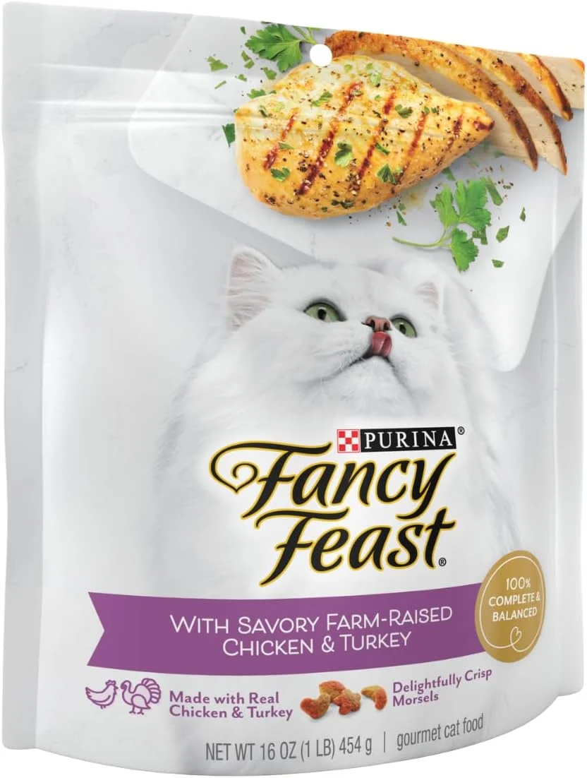 غذای خشک گربه با طعم مرغ و بوقلمون Fancy Feast (دو بسته) (453 گرم) غذای خشک گربه با طعم مرغ و بوقلمون Fancy Feast (دو بسته) (453 گرم)