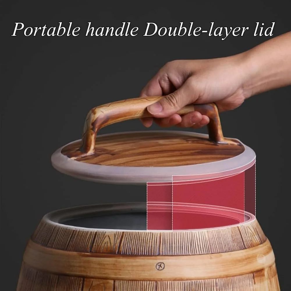 ظرف برنج سرامیکی BAZAC Zhirong، ظرف نگهداری برنج خانگی مهر و موم شده، سطل نگهداری غلات با ظرفیت بزرگ، نگهداری مواد غذایی خشک (رنگ: قهوه ای، اندازه: 23 * 14.5 * 27 سانتی متر) ظرف برنج سرامیکی BAZAC Zhirong، ظرف نگهداری برنج خانگی مهر و موم شده، سطل نگهداری غلات با ظرفیت بزرگ، نگهداری مواد غذایی خشک (رنگ: قهوه ای، اندازه: 23 * 14.5 * 27 سانتی متر)