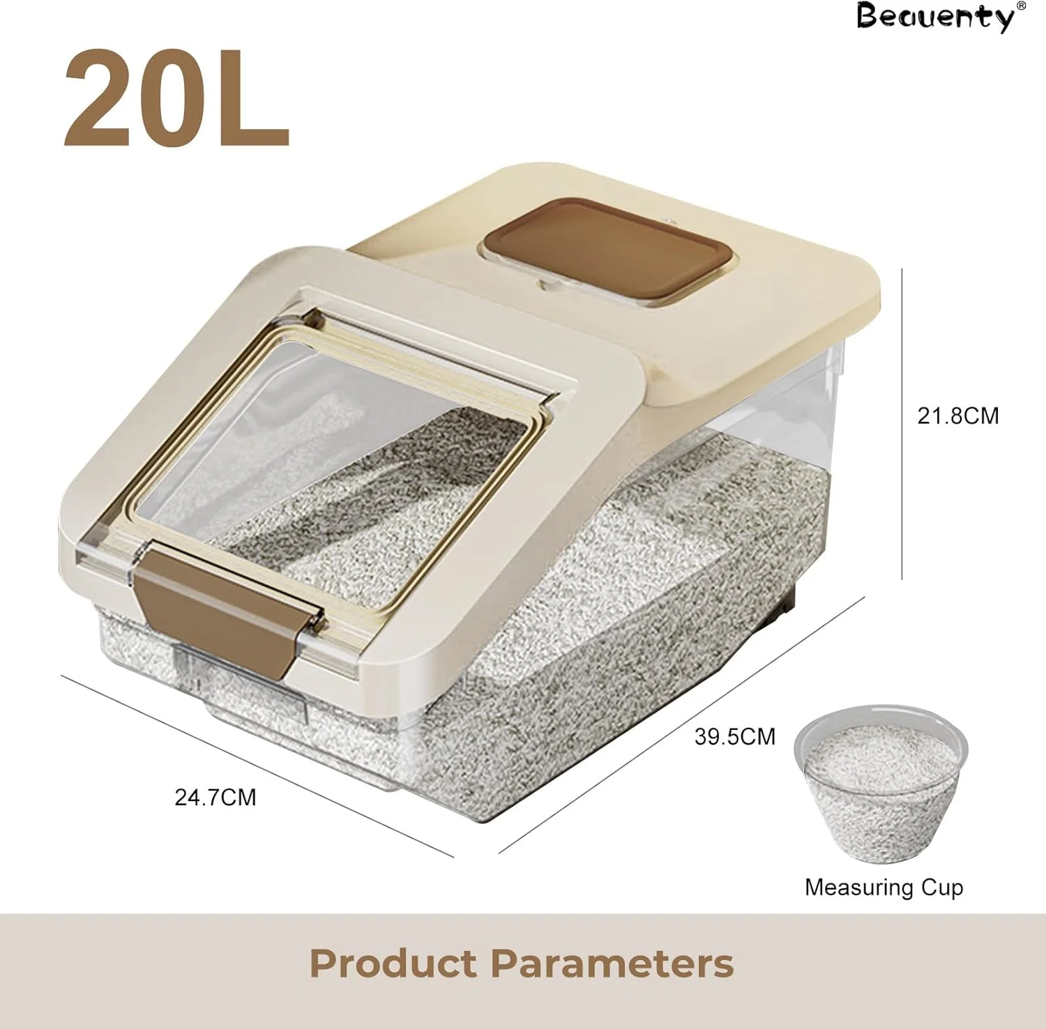 ظرف نگهداری برنج Beauenty، جعبه نگهداری برنج درب دار، جعبه نگهداری مواد غذایی خشک 10 کیلوگرمی/15 کیلوگرمی، بدون BPA (10 کیلوگرم، سفید) ظرف نگهداری برنج Beauenty، جعبه نگهداری برنج درب دار، جعبه نگهداری مواد غذایی خشک 10 کیلوگرمی/15 کیلوگرمی، بدون BPA (10 کیلوگرم، سفید)